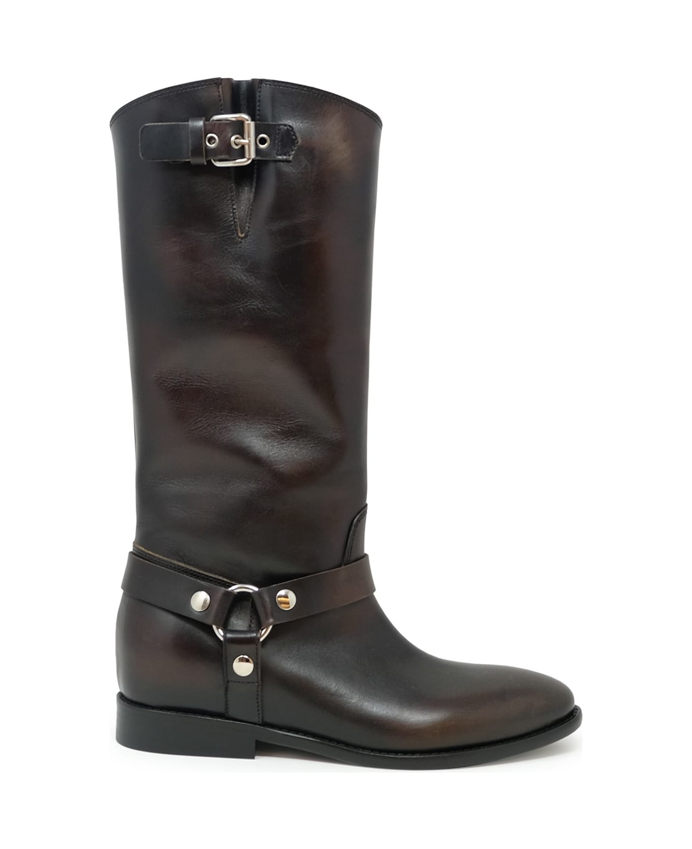 Elena Iachi Leather Boots - BROWN ブーツ
