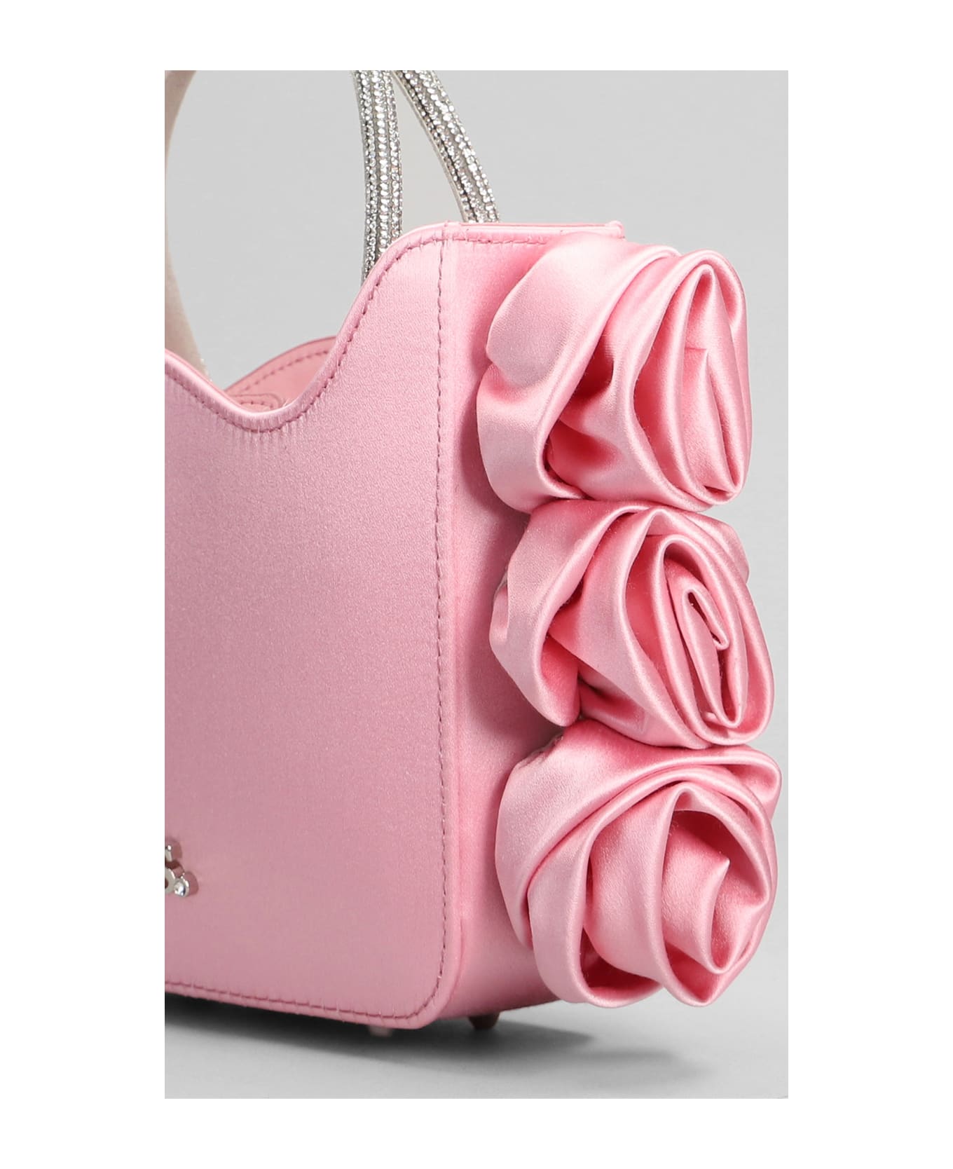 Le Silla Rose Shoulder Bag In Rose-pink Satin - rose-pink