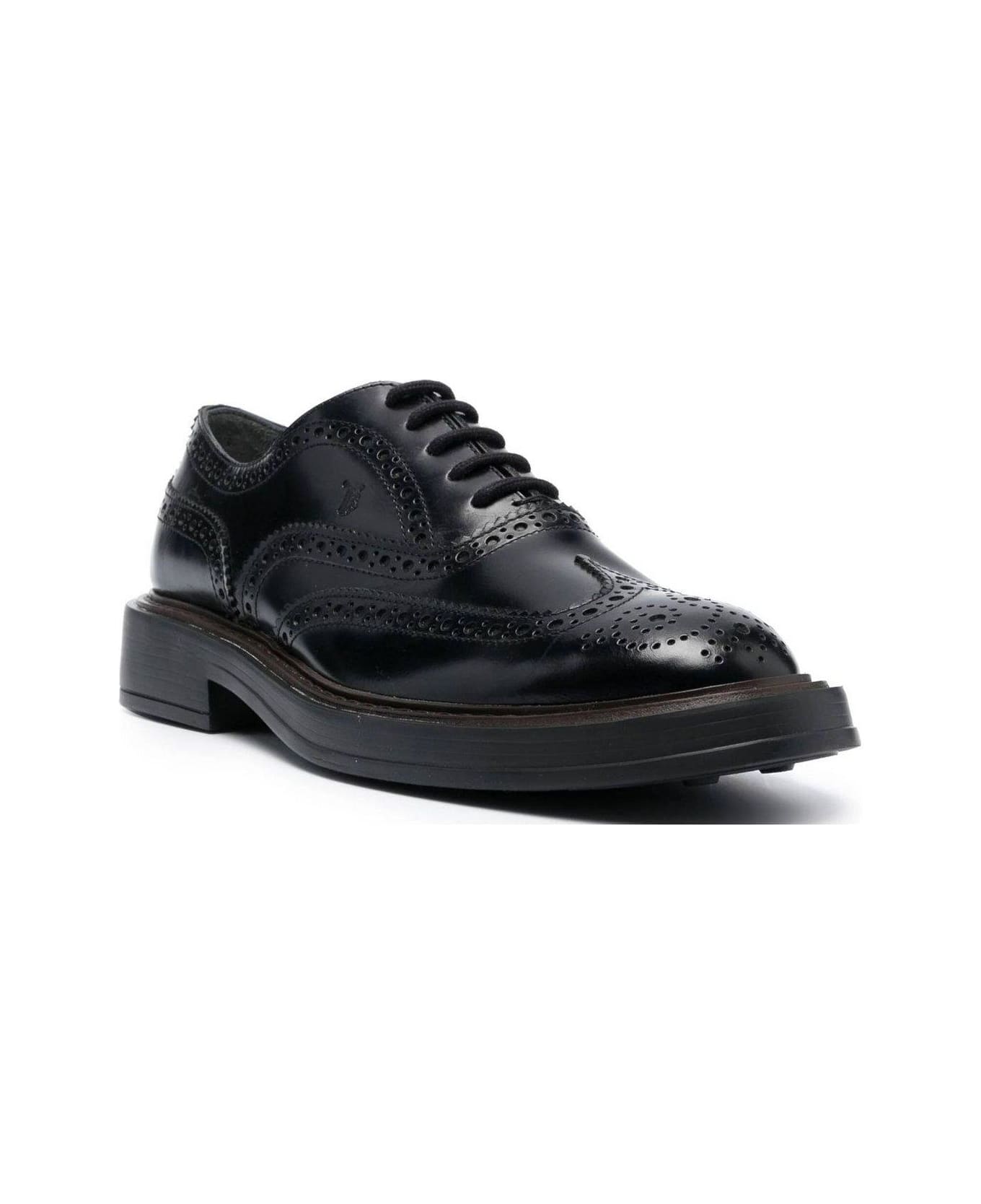 Tod
s Round Toe Lace-up Oxford Shoes - Black