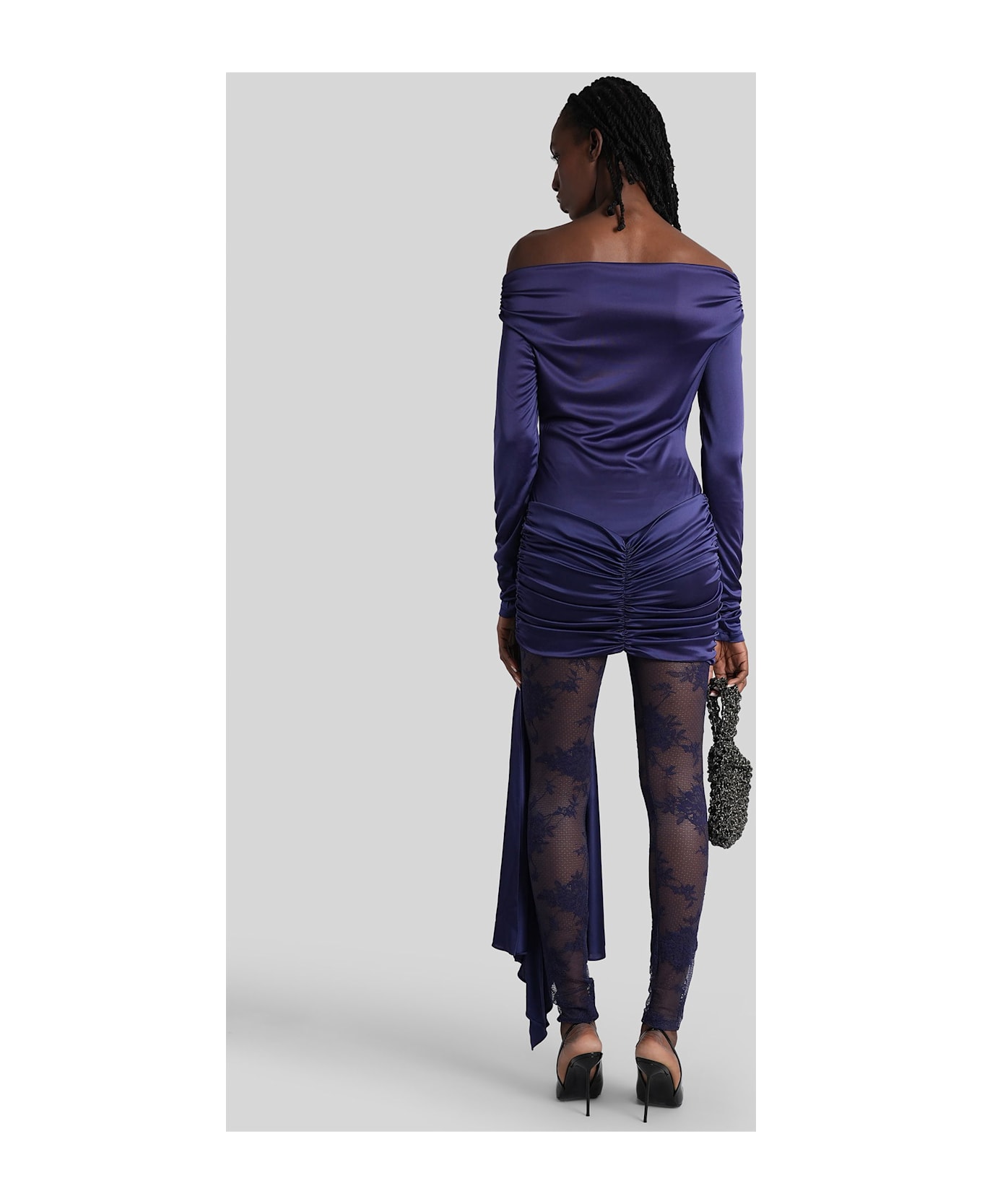 The Andamane Wendell Mini Dress In Blue Acetate - blue