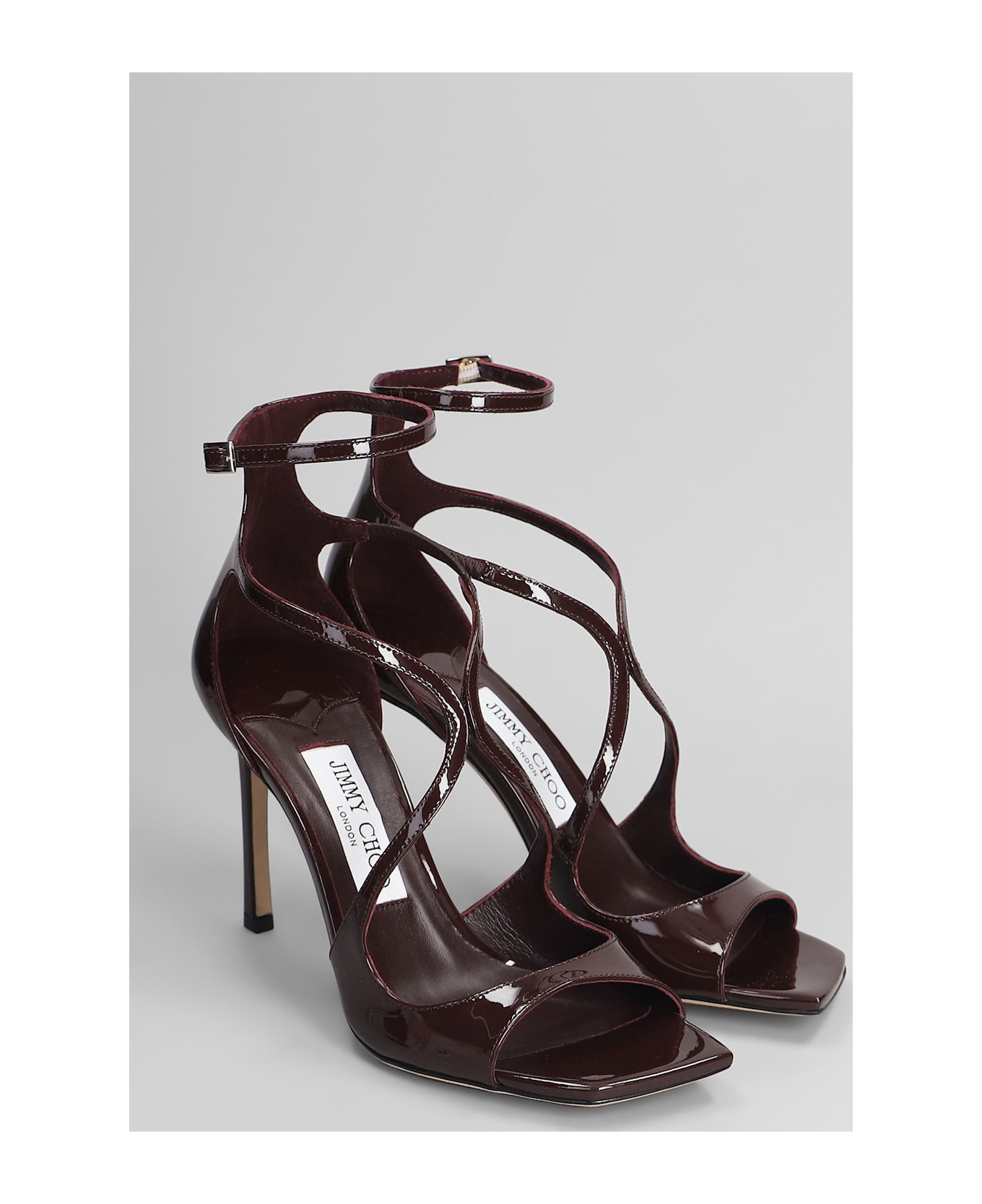 Jimmy Choo Azia 95 Sandals In Bordeaux Patent Leather - bordeaux