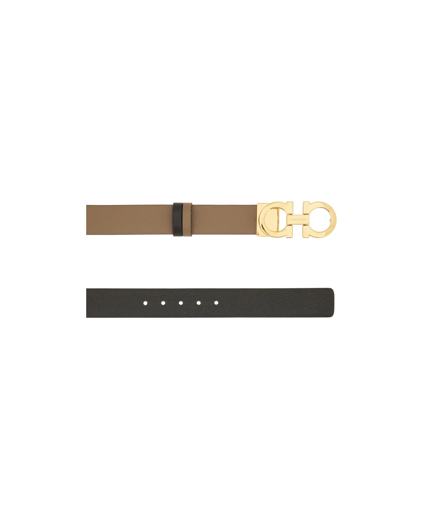 Ferragamo Reversible "hooks" Belt - BROWN