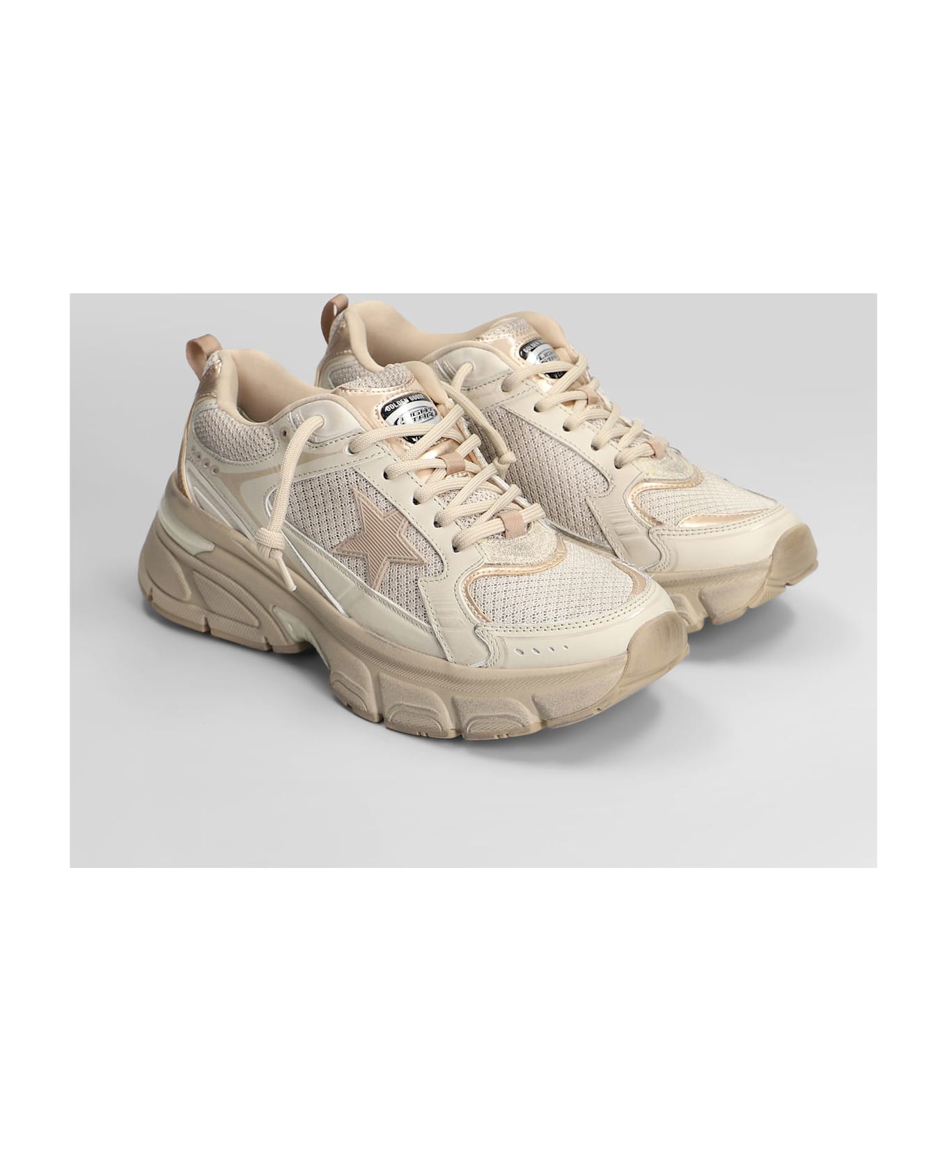 Golden Goose Light Star Sneakers In Taupe Leather And Fabric - taupe