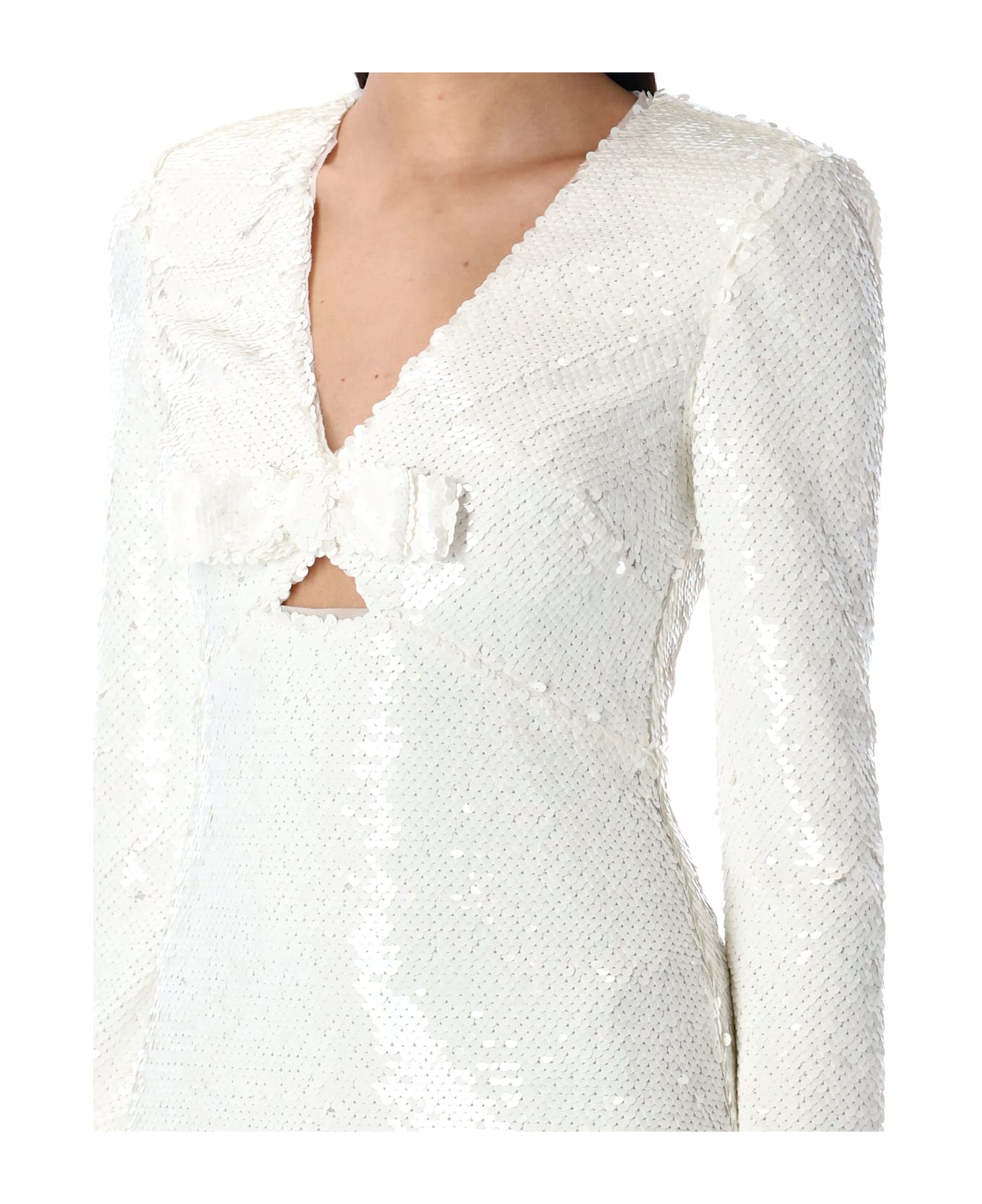 self-portrait Sequin Mini Dress - WHITE