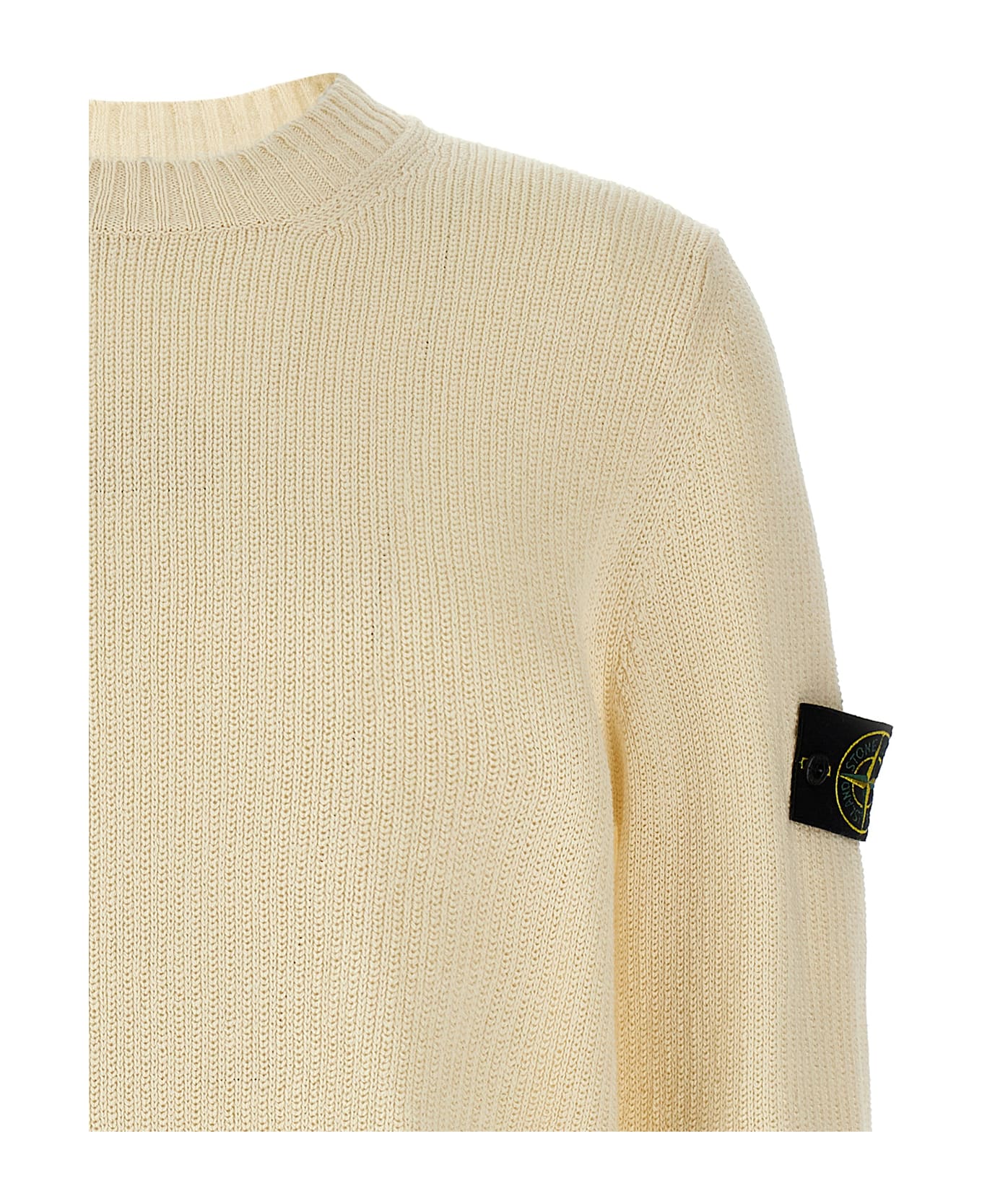 Stone Island Logo Badge Sweater - White ニットウェア