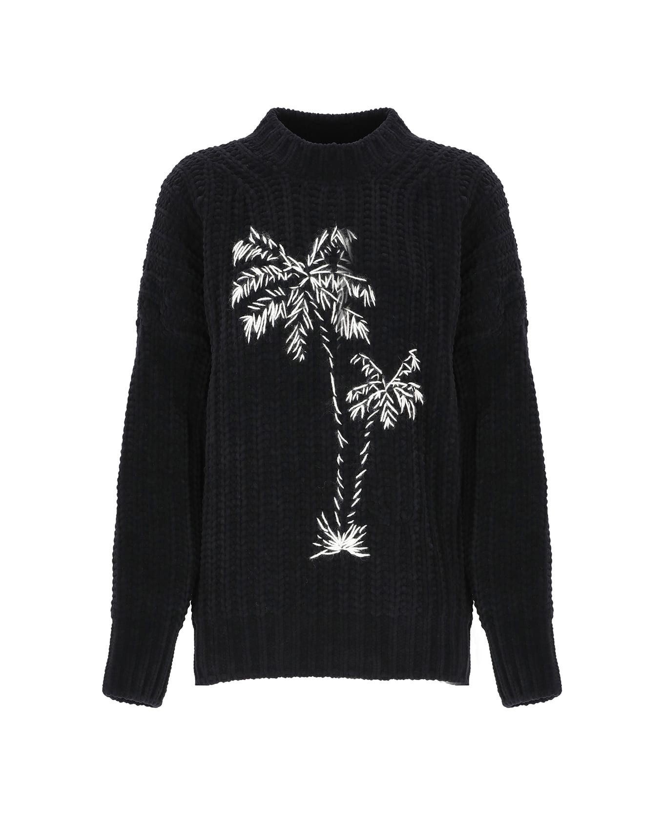 Palm Angels Sweater With Palm Chunky Logo - Black ニットウェア