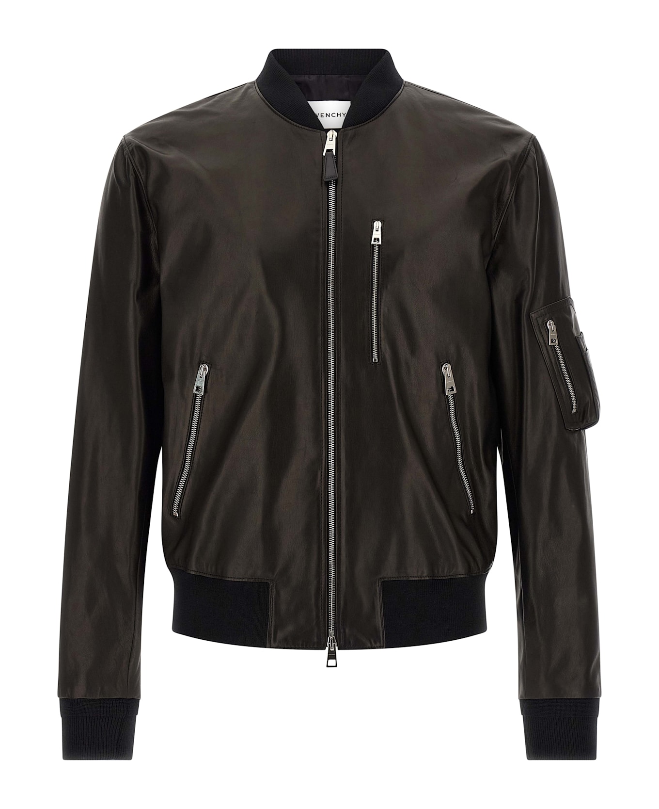 Givenchy Leather Bomber Jacket - Black  