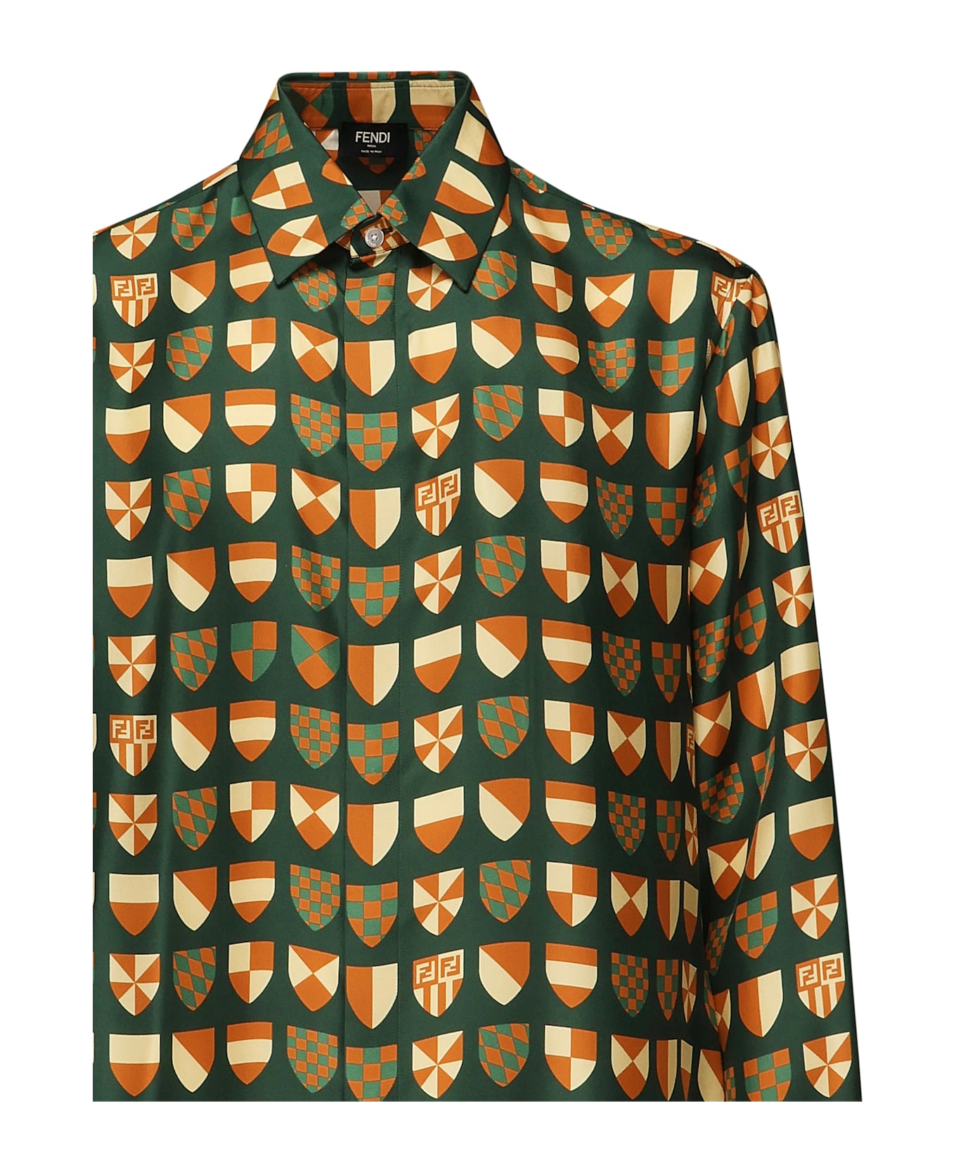 Fendi Ff Araldic Silk Shirt - GREEN, orange