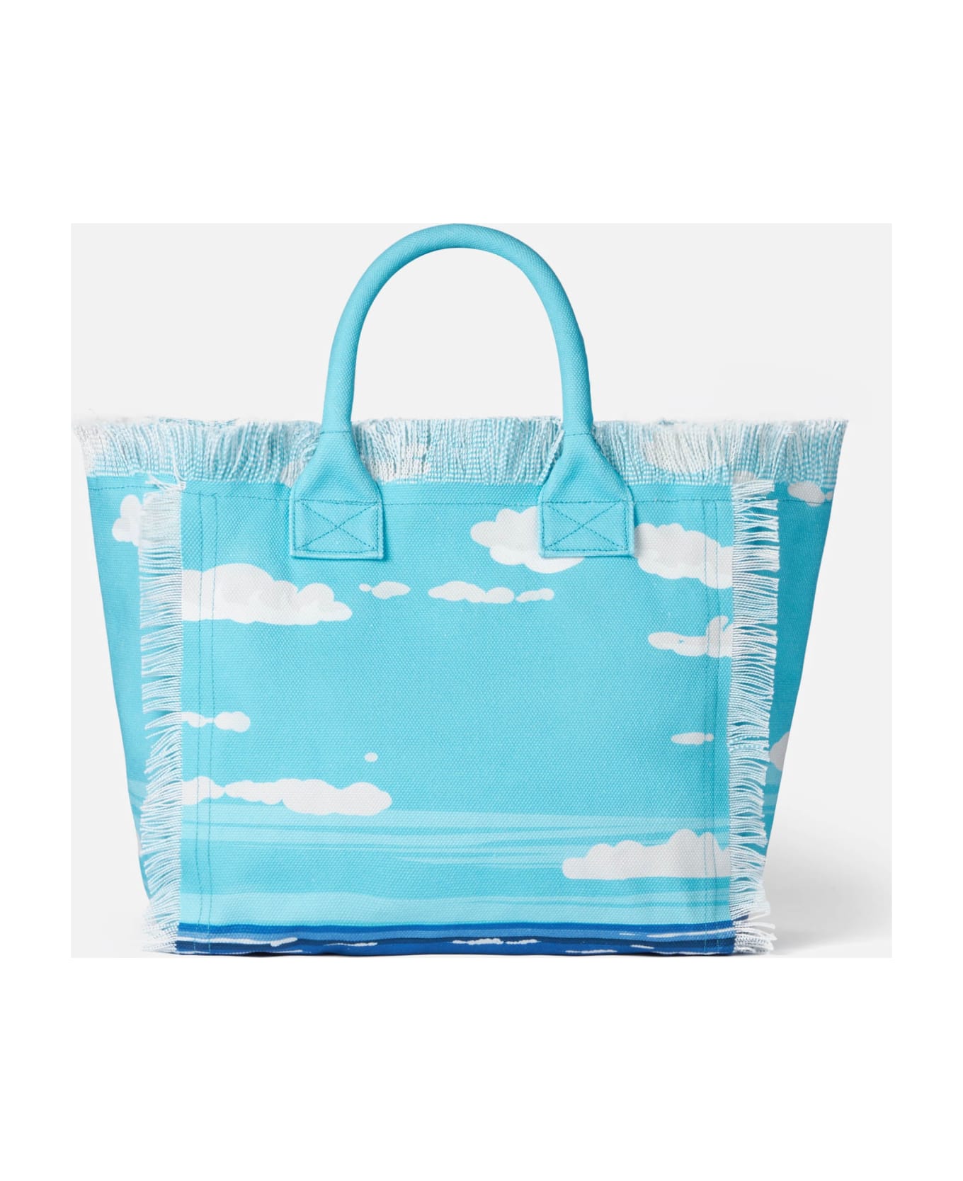 MC2 Saint Barth Vanity Canvas Shoulder Bag With Porto Cervo Print - BLUE