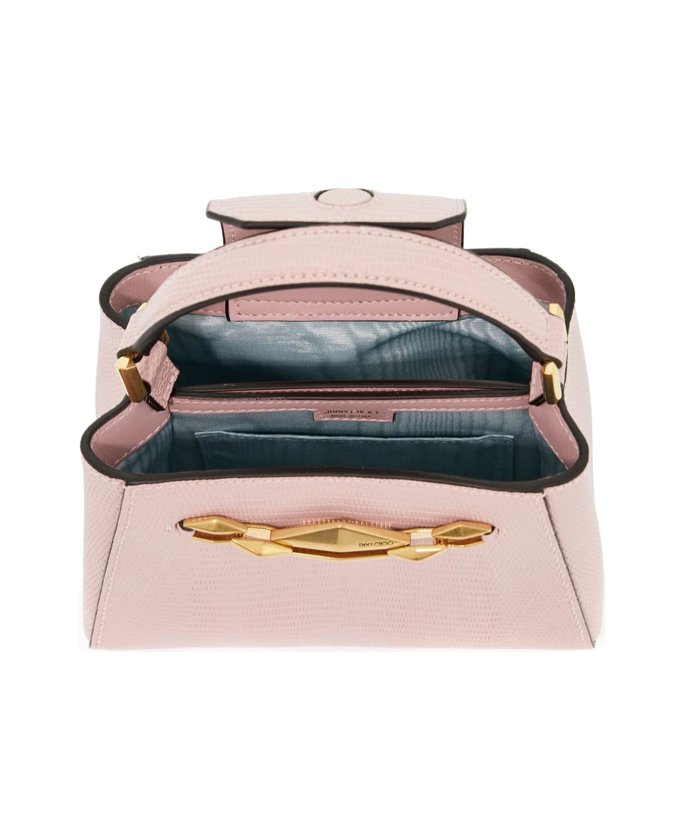 Jimmy Choo Mini Diamond Link Leather Lizard Print Handbag - ROSE GOLD (Pink)