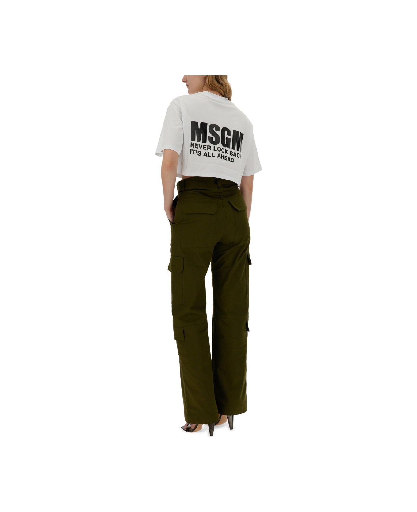 MSGM Cropped T-shirt - WHITE