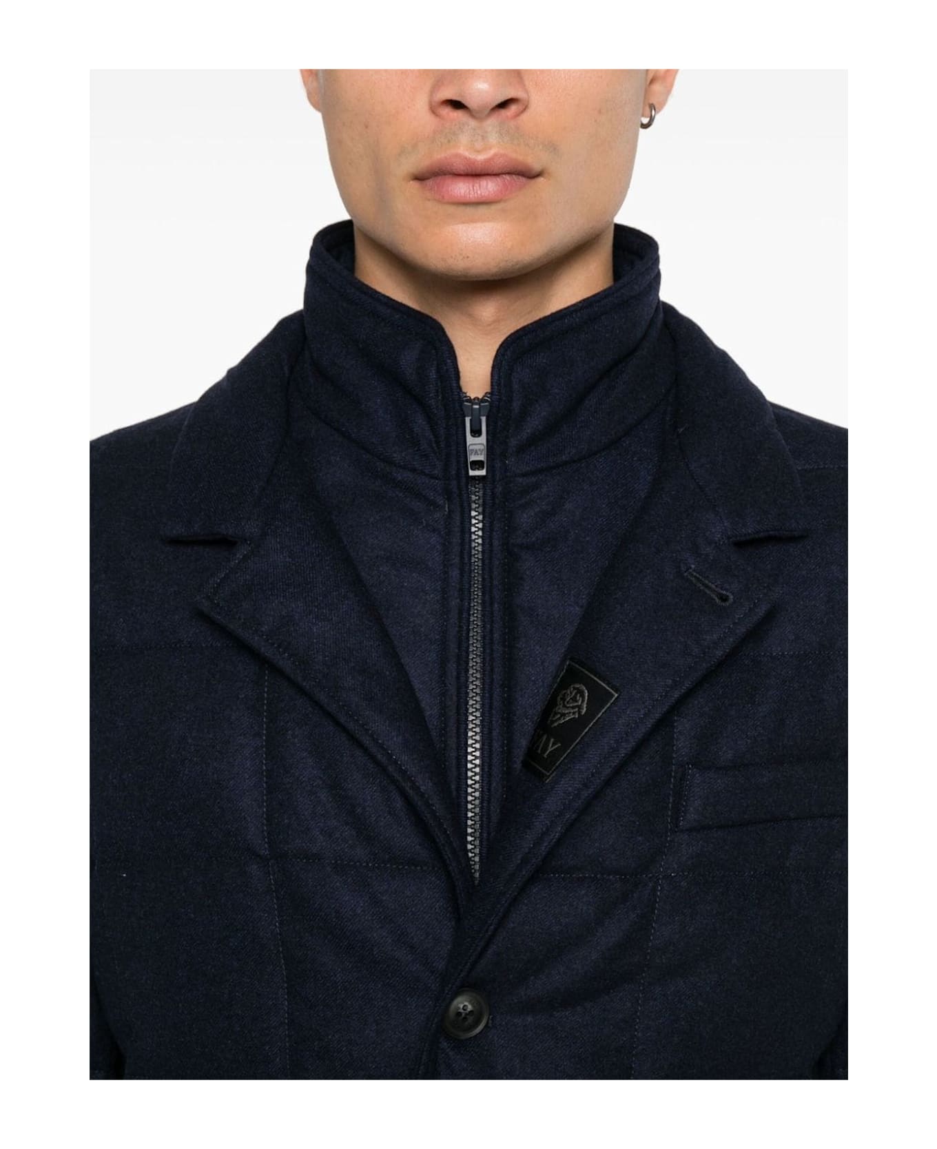 Fay Navy Blue Virgin Wool Double-front Jacket - Blue