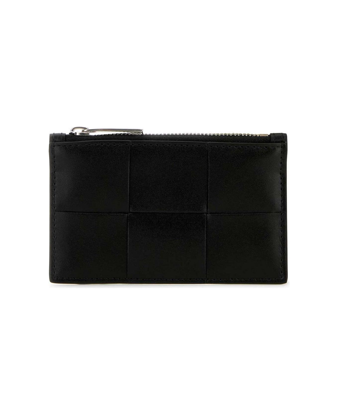 Bottega Veneta Intrecciato Zipped Card Holder - BLACK