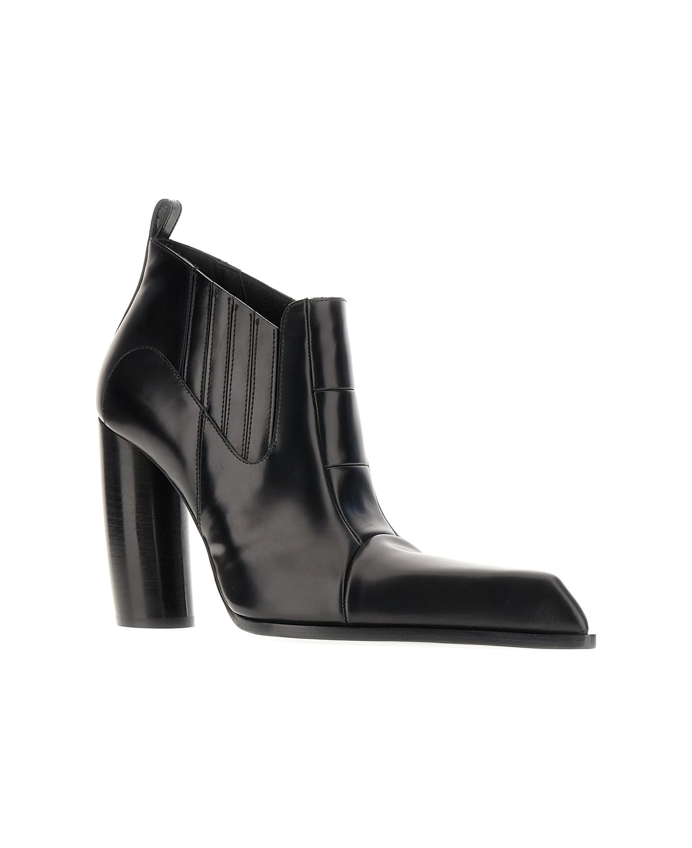 Off-White Black Leather Moon Beatle Shade Ankle Boots - 4545 ハイヒール