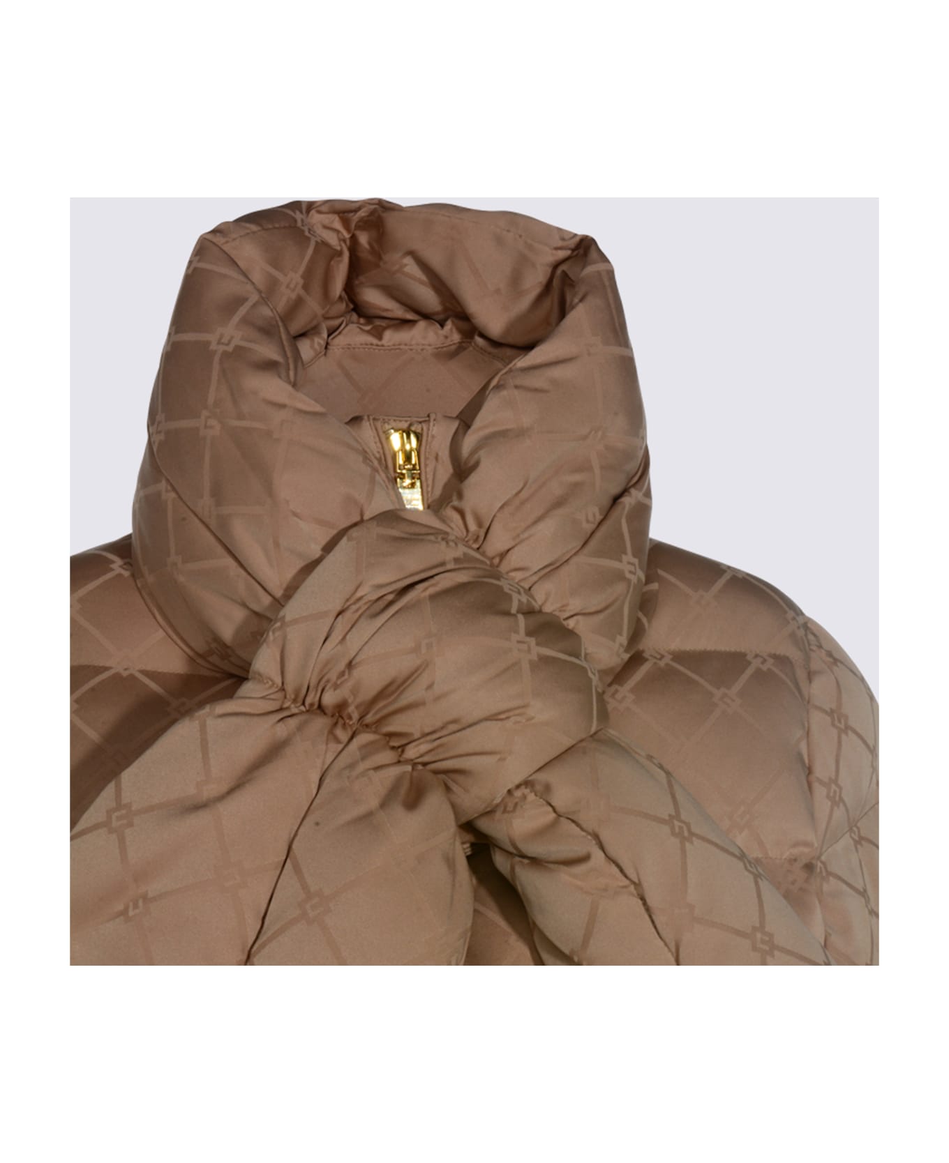 Elisabetta Franchi Brown Down Jacket - HONEY