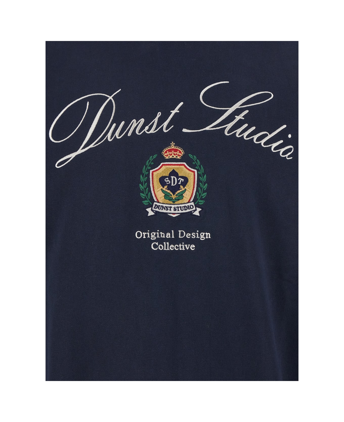 Dunst Blue Crewneck Sweatshirt With Embroidery On The Front And Back In Cotton Man - Blu