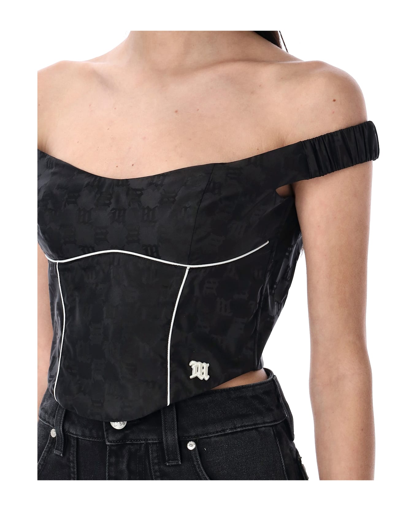 MISBHV Monogram Nylon Corset Top - BLACK