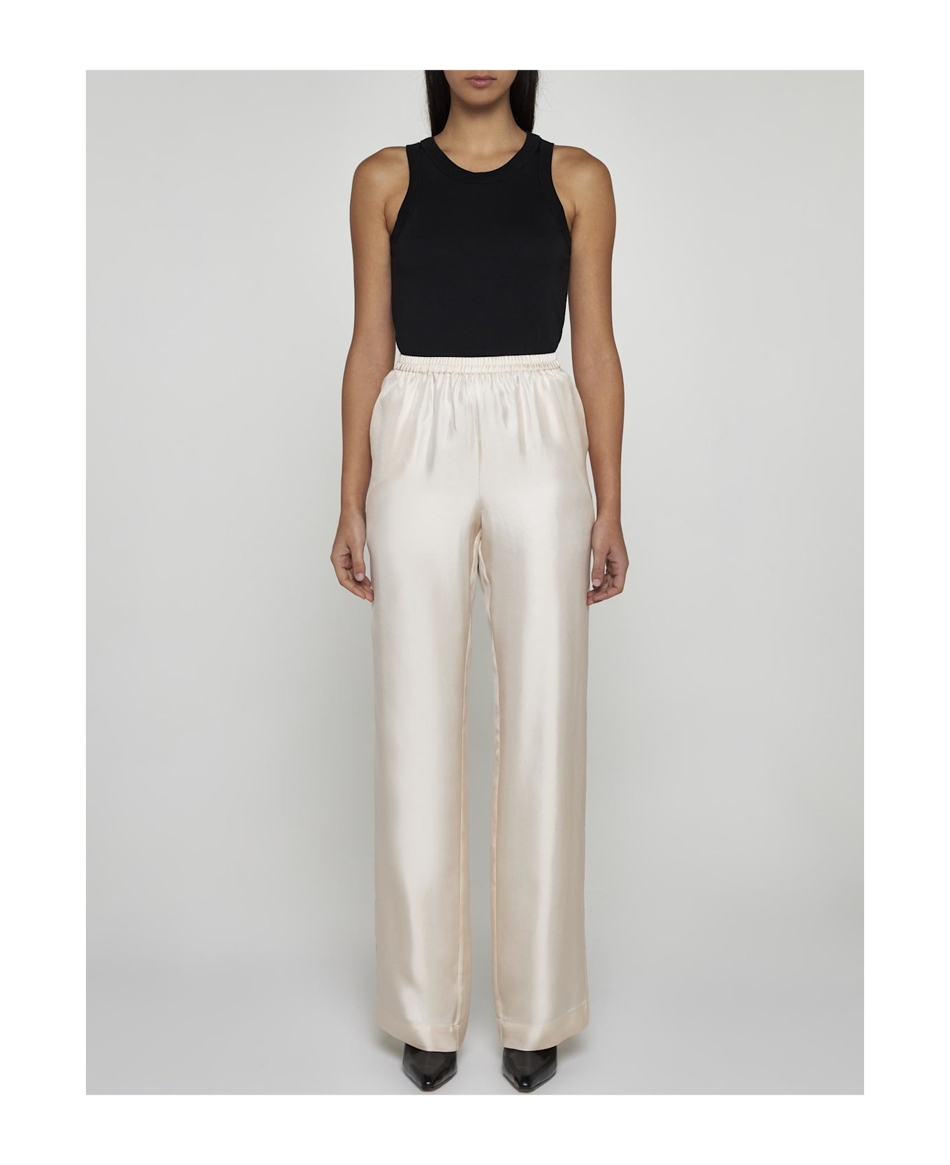 Loulou Studio Alera Silk Trousers - CREAM ROSE