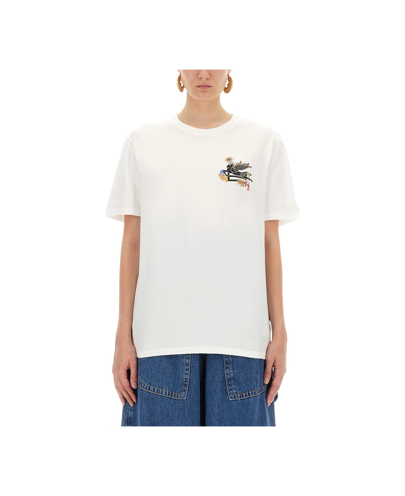 Etro T-shirt With Pegasus - WHITE