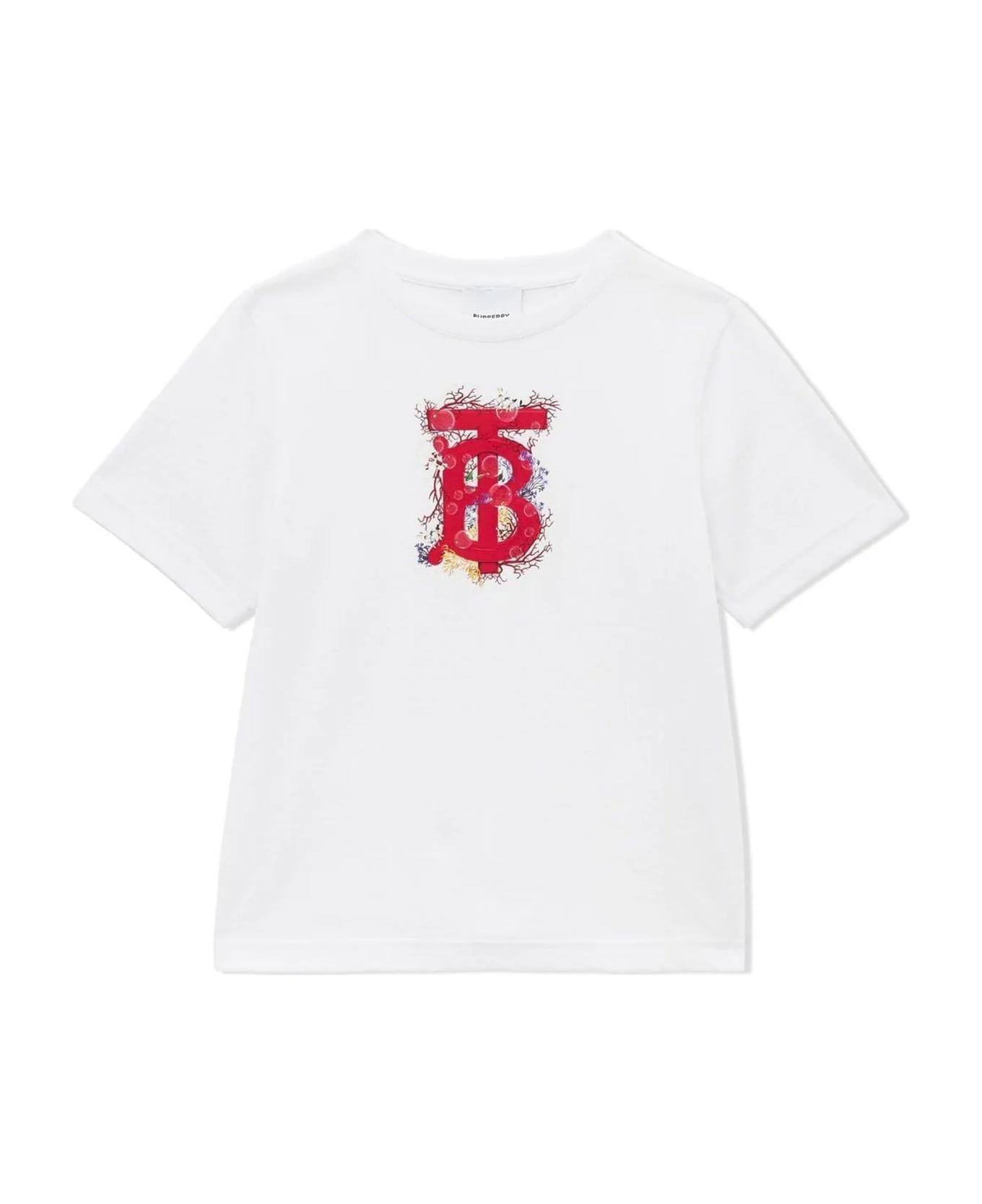 Burberry Coral Tb-print Sotton T-shirt - Bianco