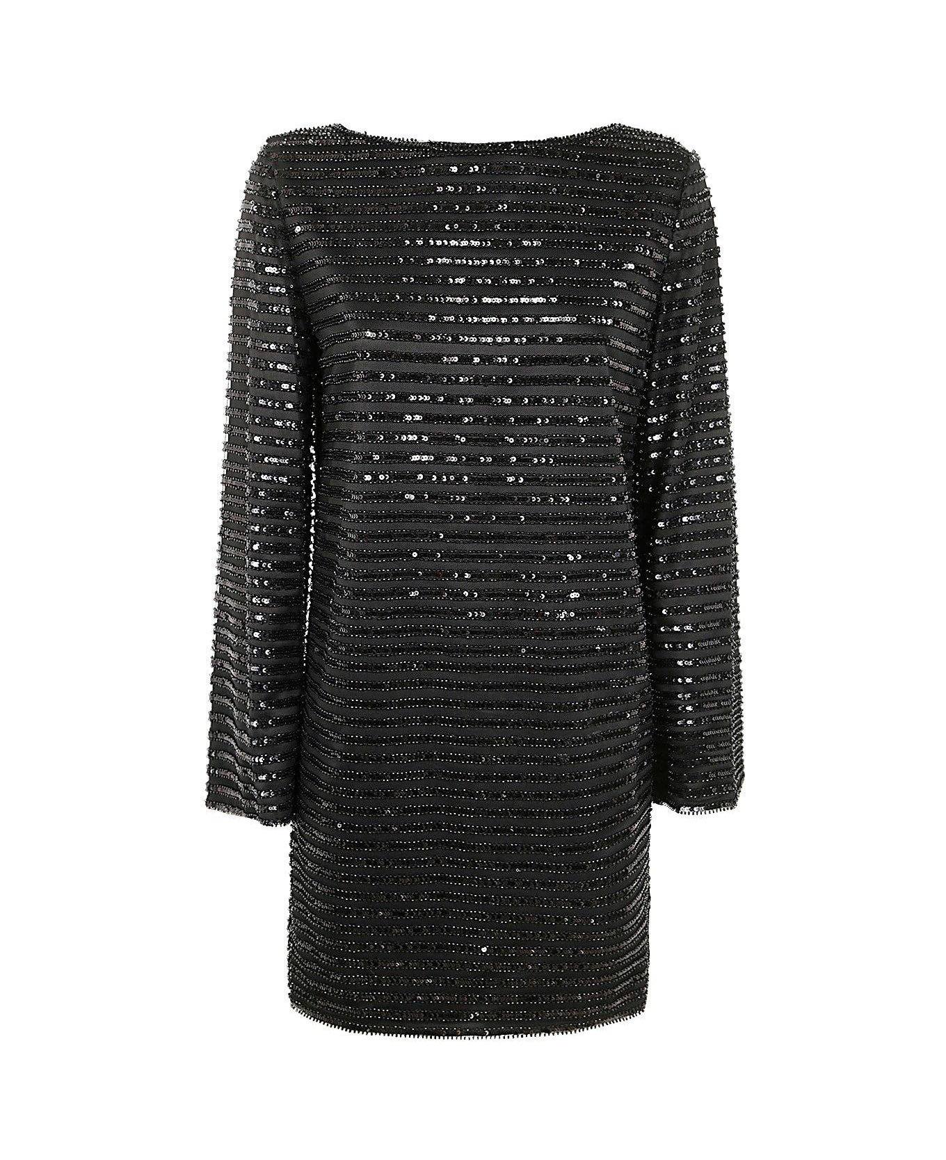 Emporio Armani Stripe-sequin Embellished Shift Dress - black