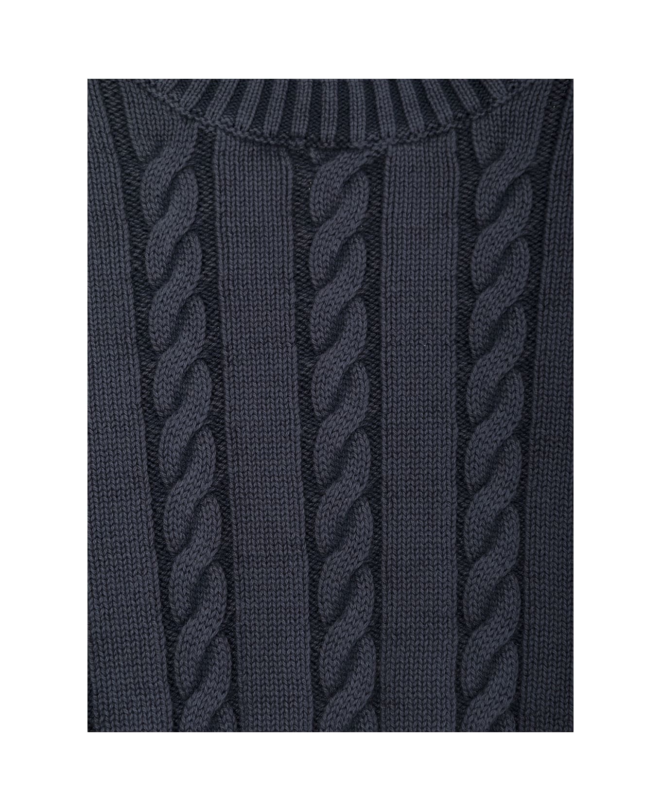 Aspesi Blue Crewneck Cable Knit Sweatshirt In Cotton Girl - Blu ニットウェア＆スウェットシャツ