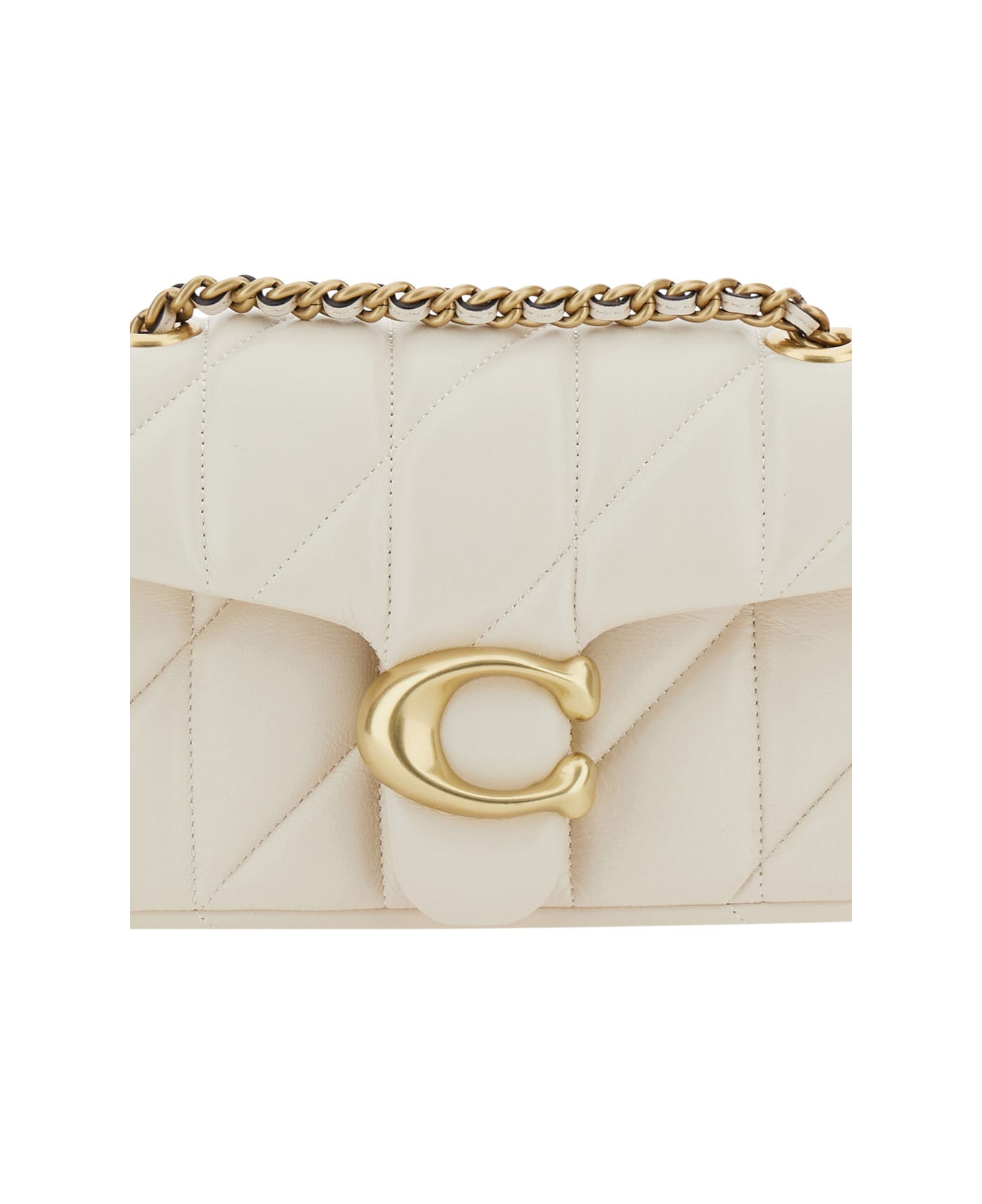 Coach 
tabby 20
 White Quilted Shoulder Bag With Chain-link Leather Shoulder Straps And Logo Plaque On The Front In Leather Woman - White