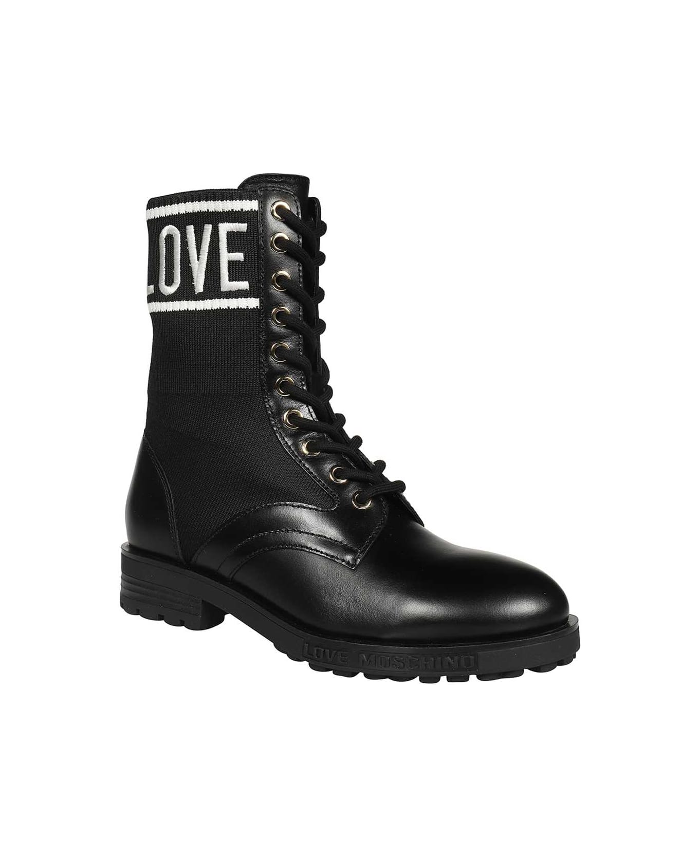 Love Moschino Lace-up Ankle Boots - black