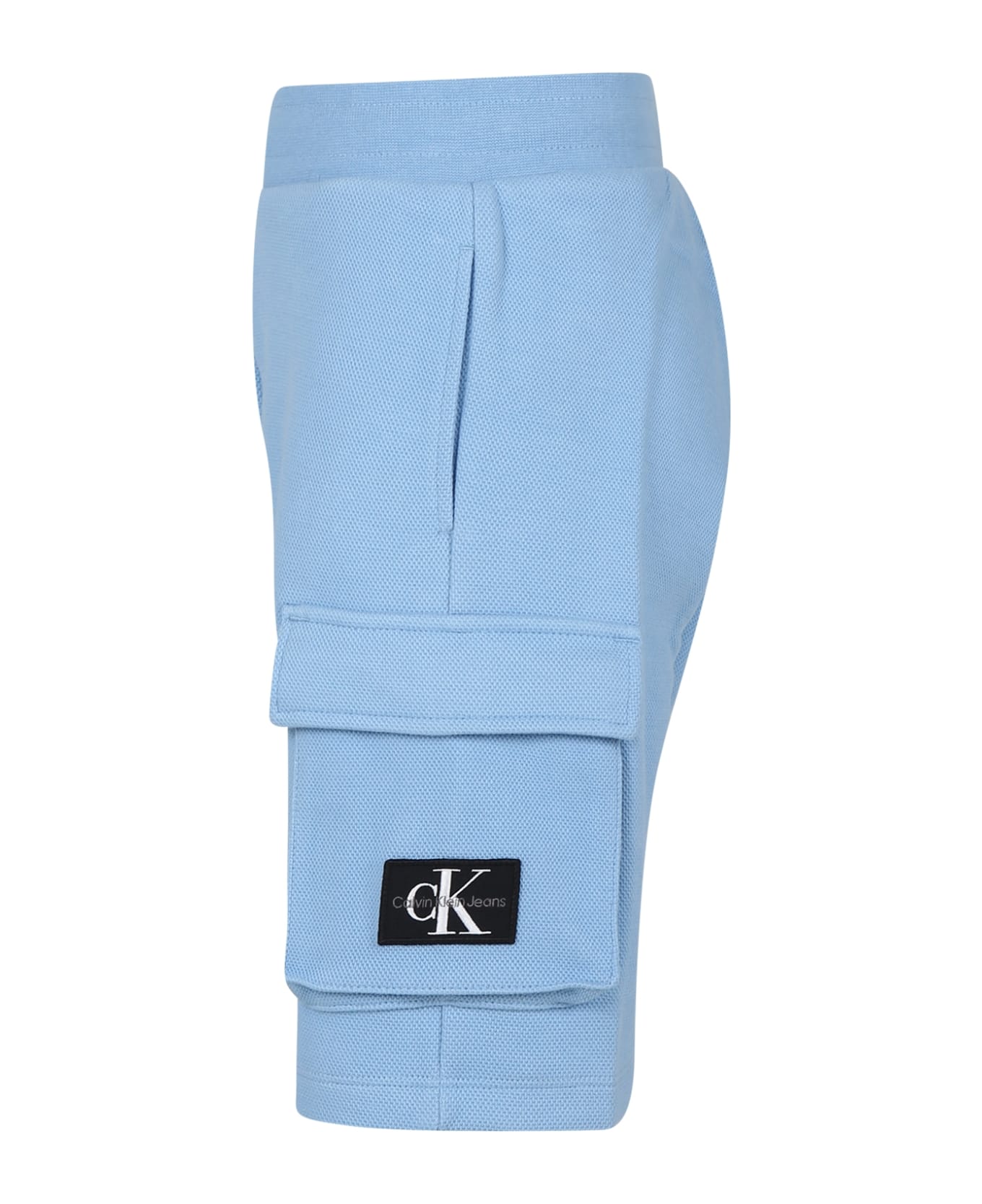Calvin Klein Light Blue Shorts For Boy With Logo - Light Blue