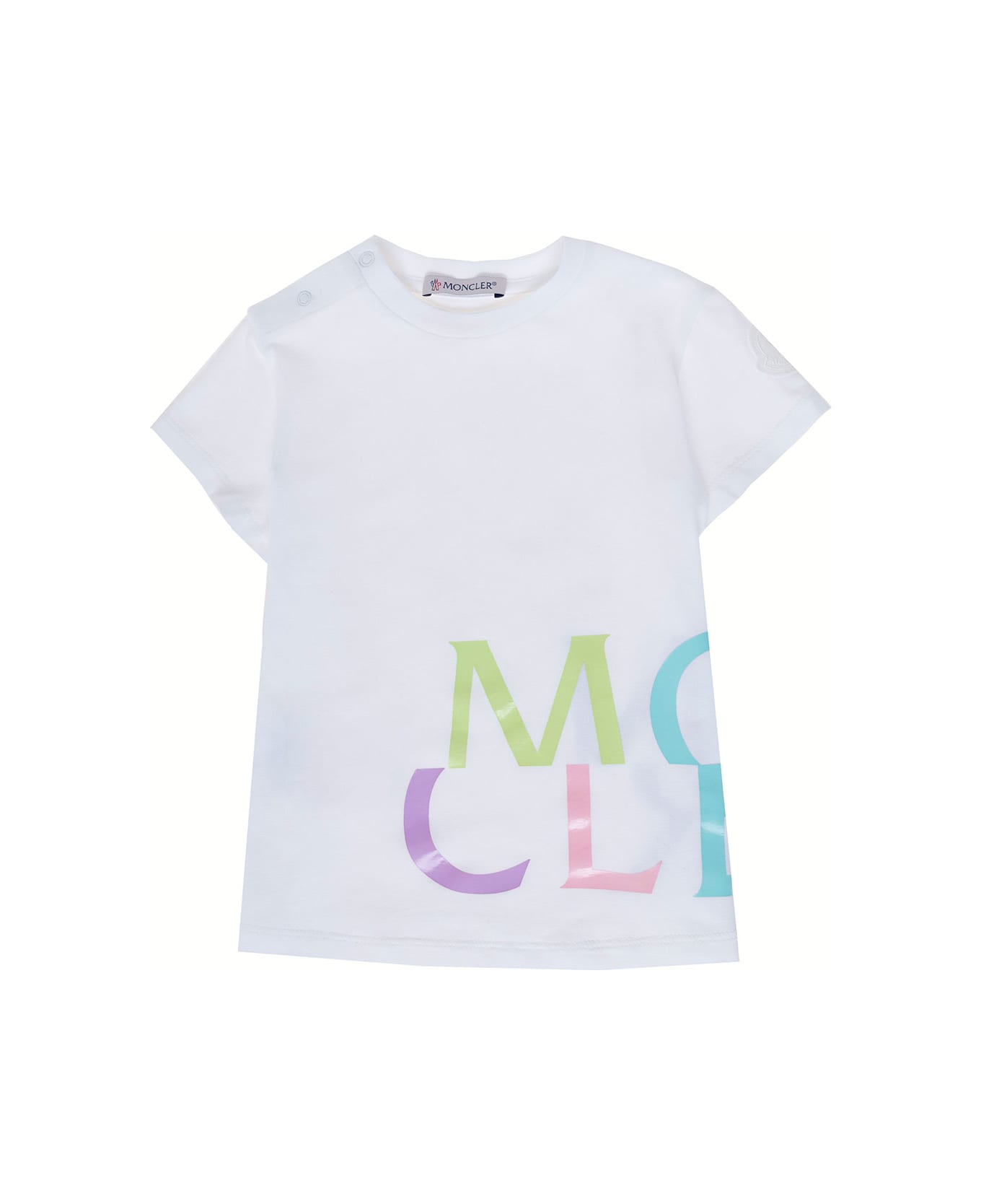 Moncler Girl Cotton White T-shirt With Print - WHITE Tシャツ＆ポロシャツ