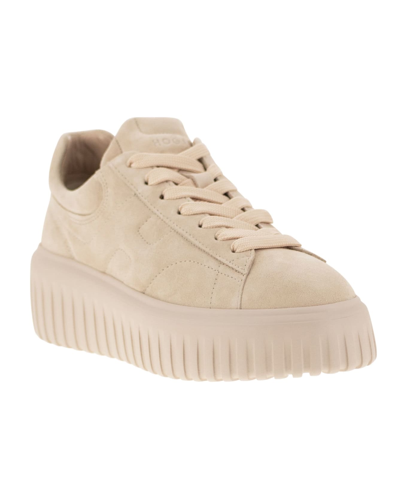 Hogan Suede H-stripes Trainers - Powder