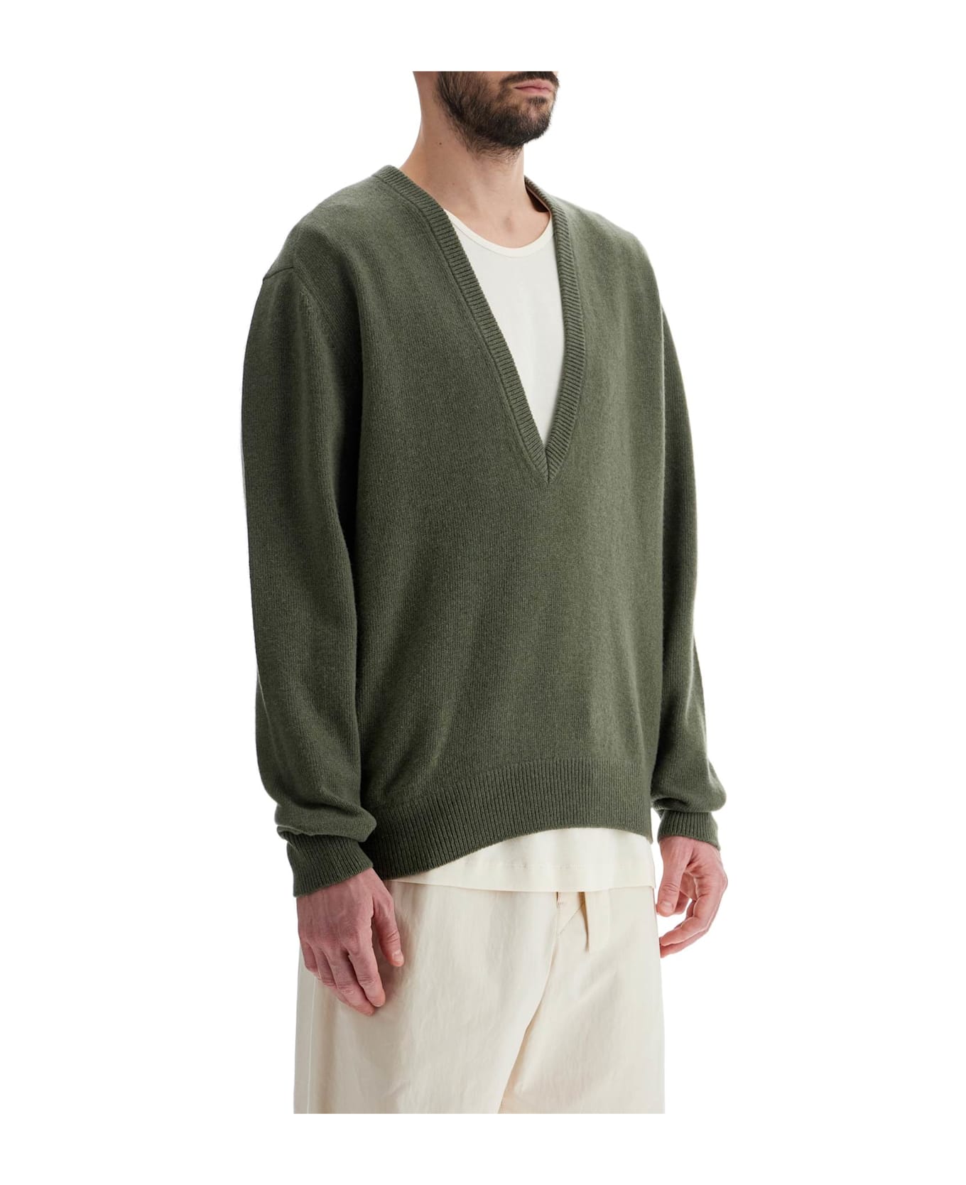 Lemaire Deep V-neck Jumper - LIGHT MOSS (Green)