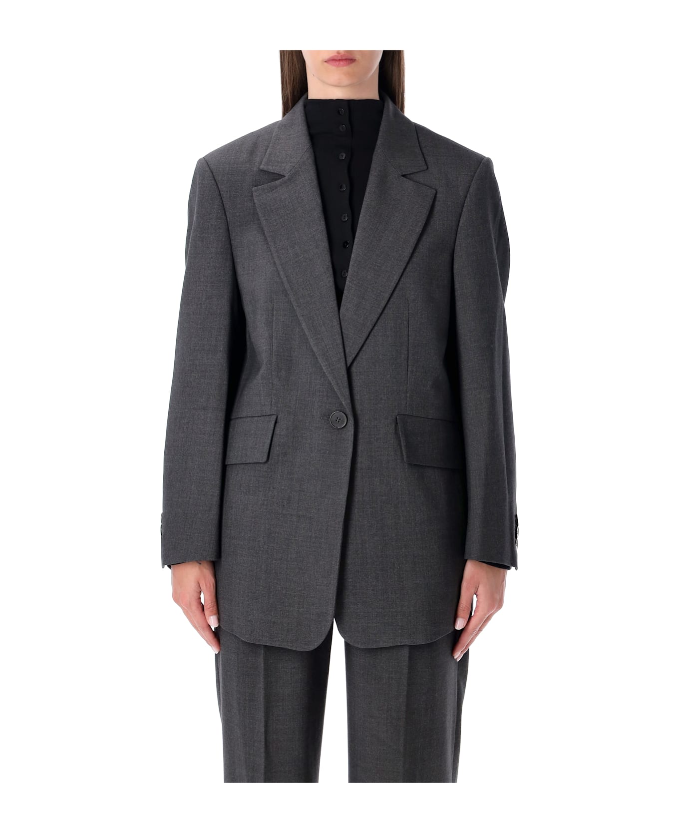 Low Classic Oversized Tailored Classic Blazer - MELANGE GREY