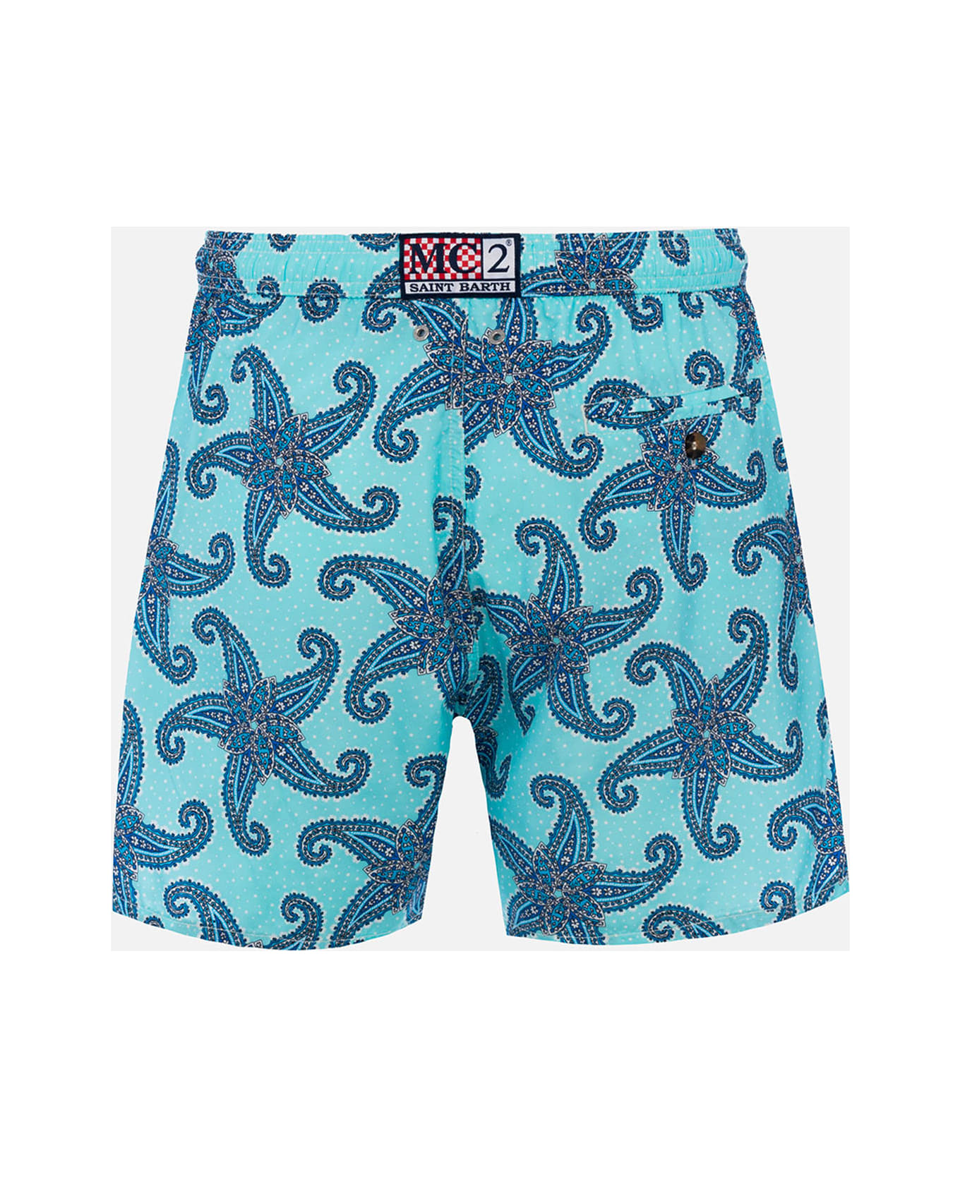 MC2 Saint Barth Man Lightweight Fabric Swim-shorts Lighting 70 With Paisley Print - SKY