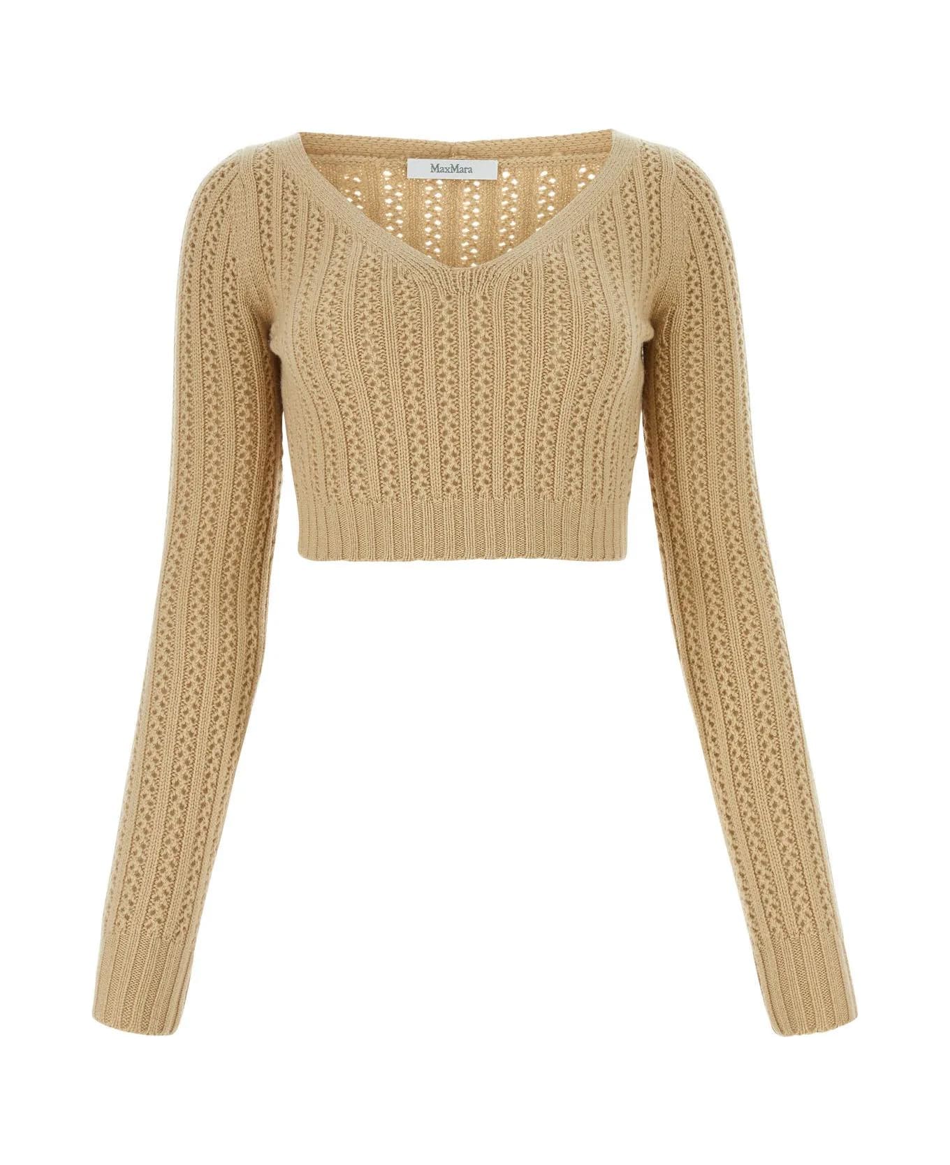 Max Mara Beige Wool Blend Ifrem Sweater - Ecru