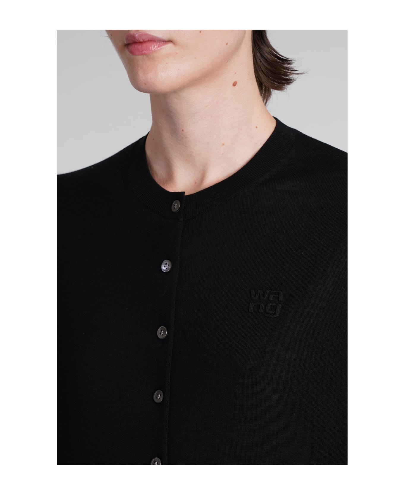 T by Alexander Wang Black Wool Cardigan - BLACK