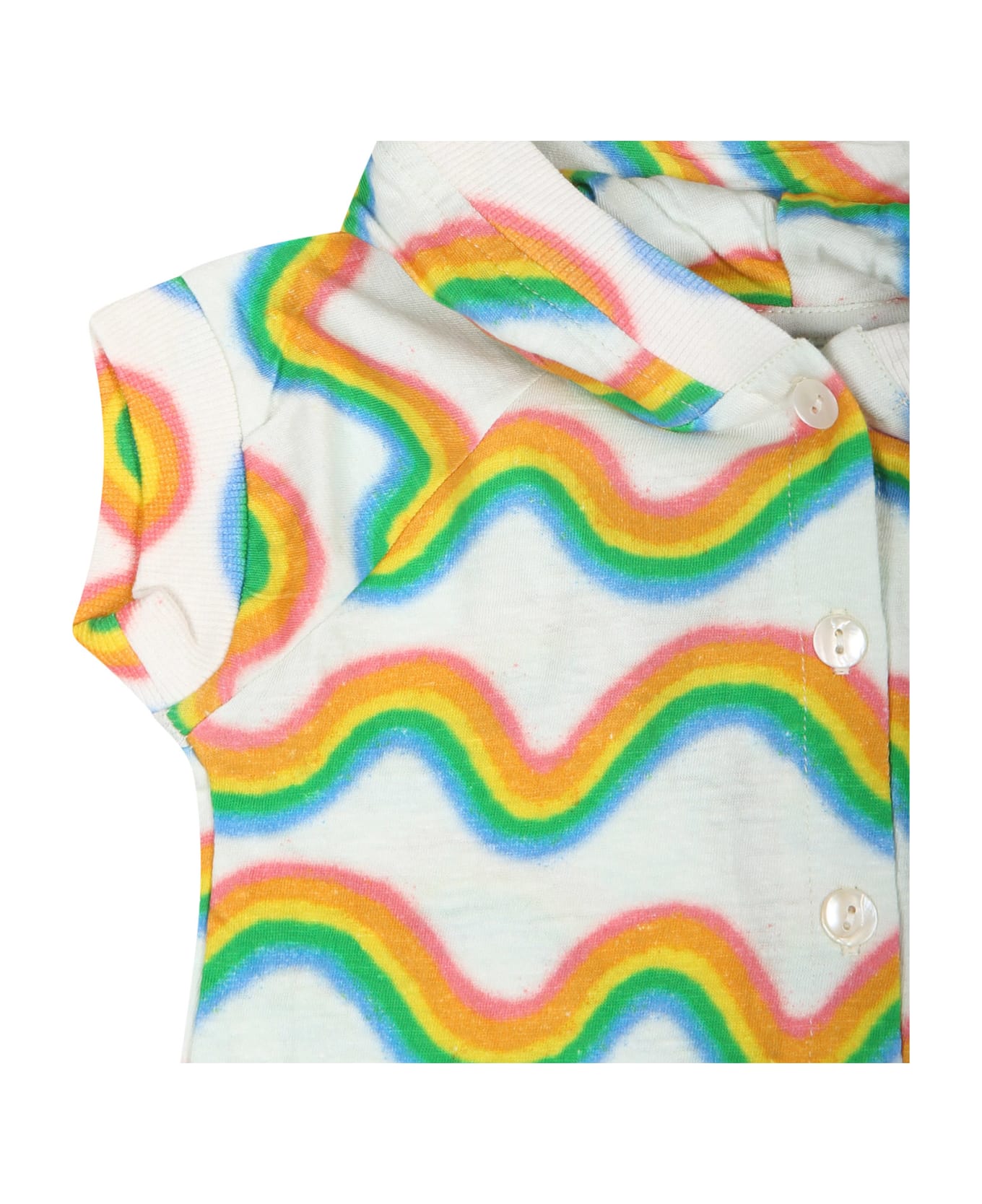 Molo White Romper For Baby Girl With Rainbow Print - Multicolor ボディスーツ＆セットアップ