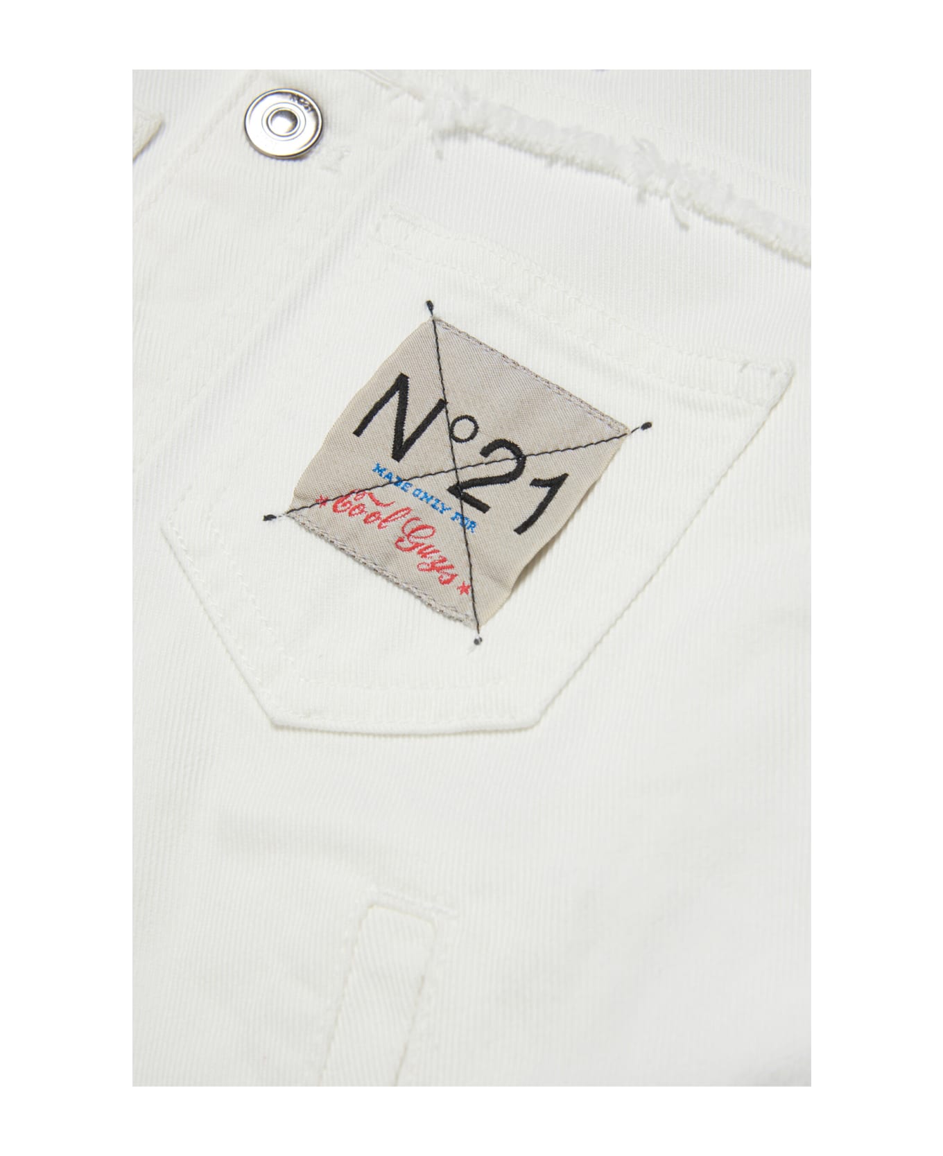 N.21 N21j70u Jacket N°21 Natural White Denim Jacket With Logo On The Back - Natural white