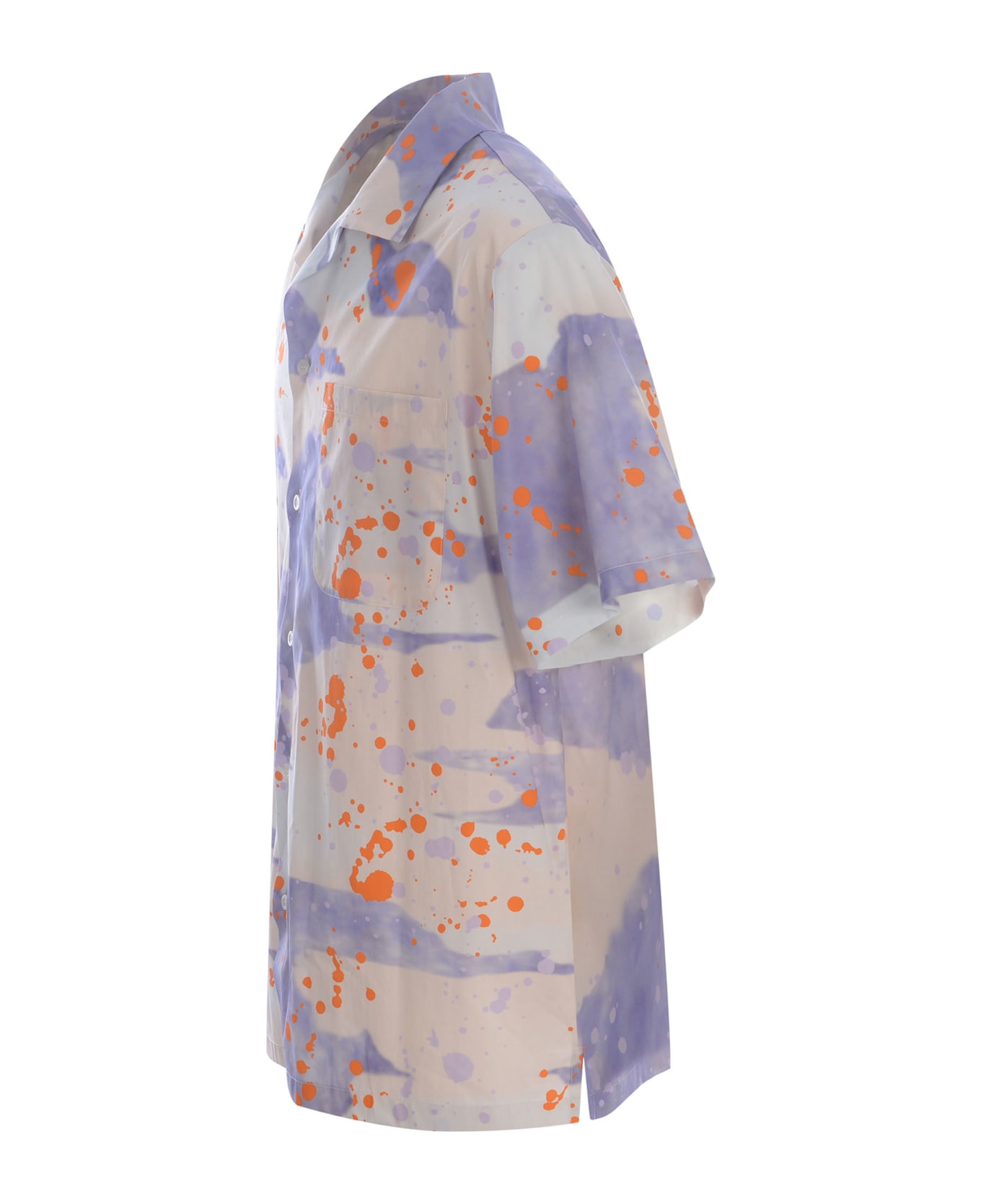 MSGM Shirt Msgm "dripping Camo" Made Of Cotton - Camouflage lilla