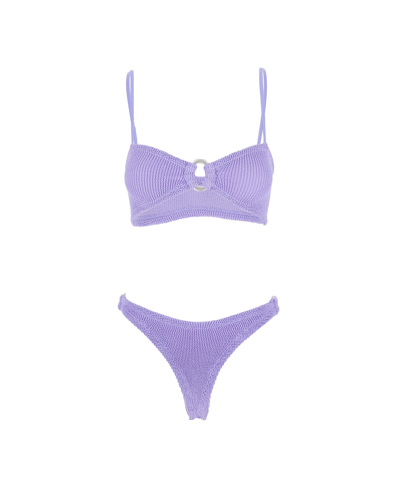 Hunza G 
misty
 Violet Bikini With Fixed Spaghetti Straps And Cut-out With Ring In Tech Fabric Stretch Woman - Lilac ビキニ