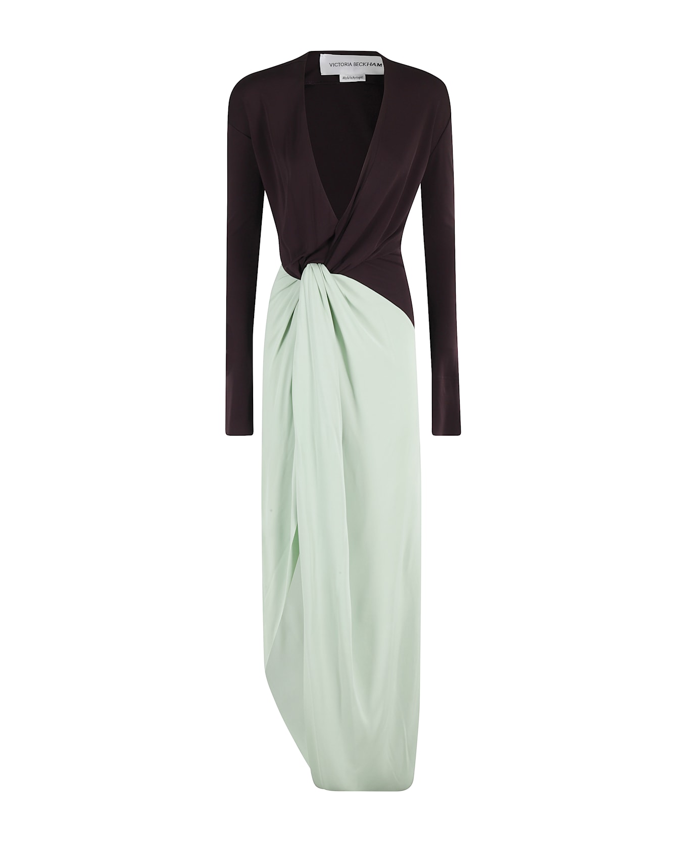 Victoria Beckham Long Sleeve Knot Detail Jersey Gown