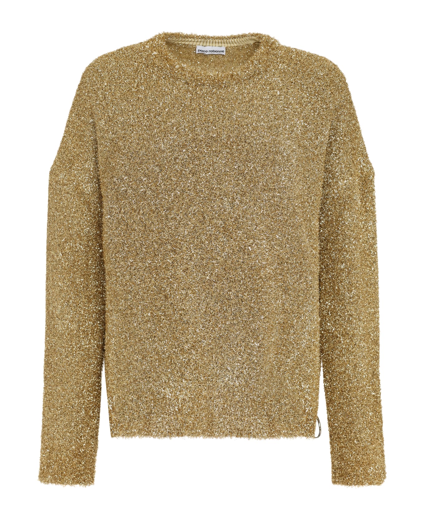 Paco Rabanne Long Sleeve Crew-neck Sweater - Gold