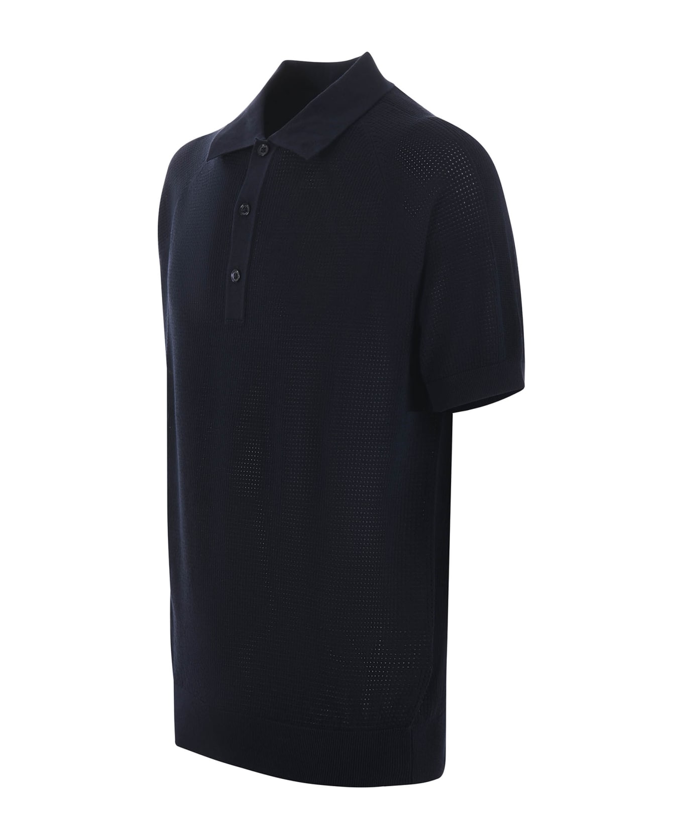 Paolo Pecora Polo Shirt In Cotton Thread - Blu scuro