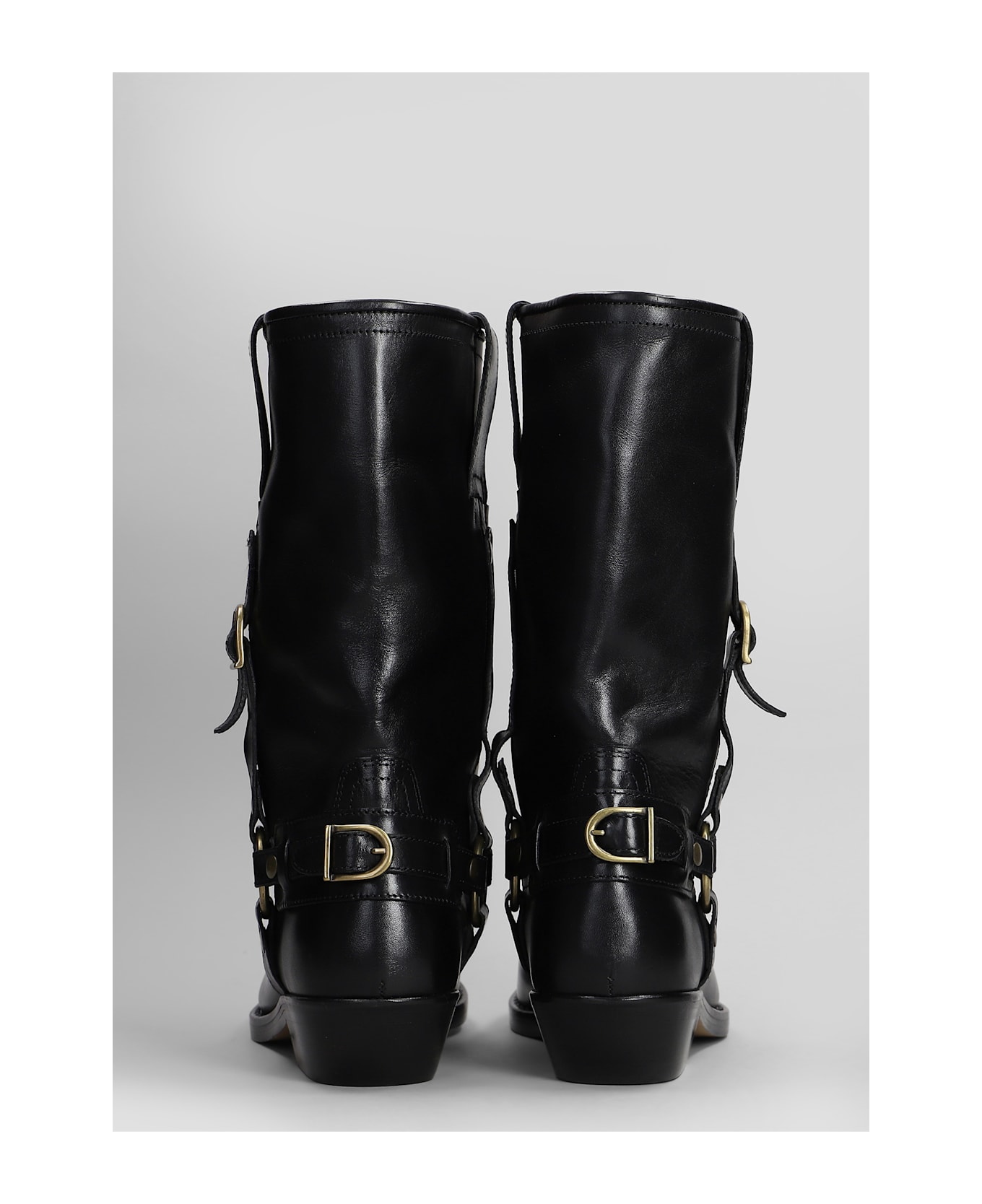 Isabel Marant Heiko Low Heels Boots In Black Leather - black