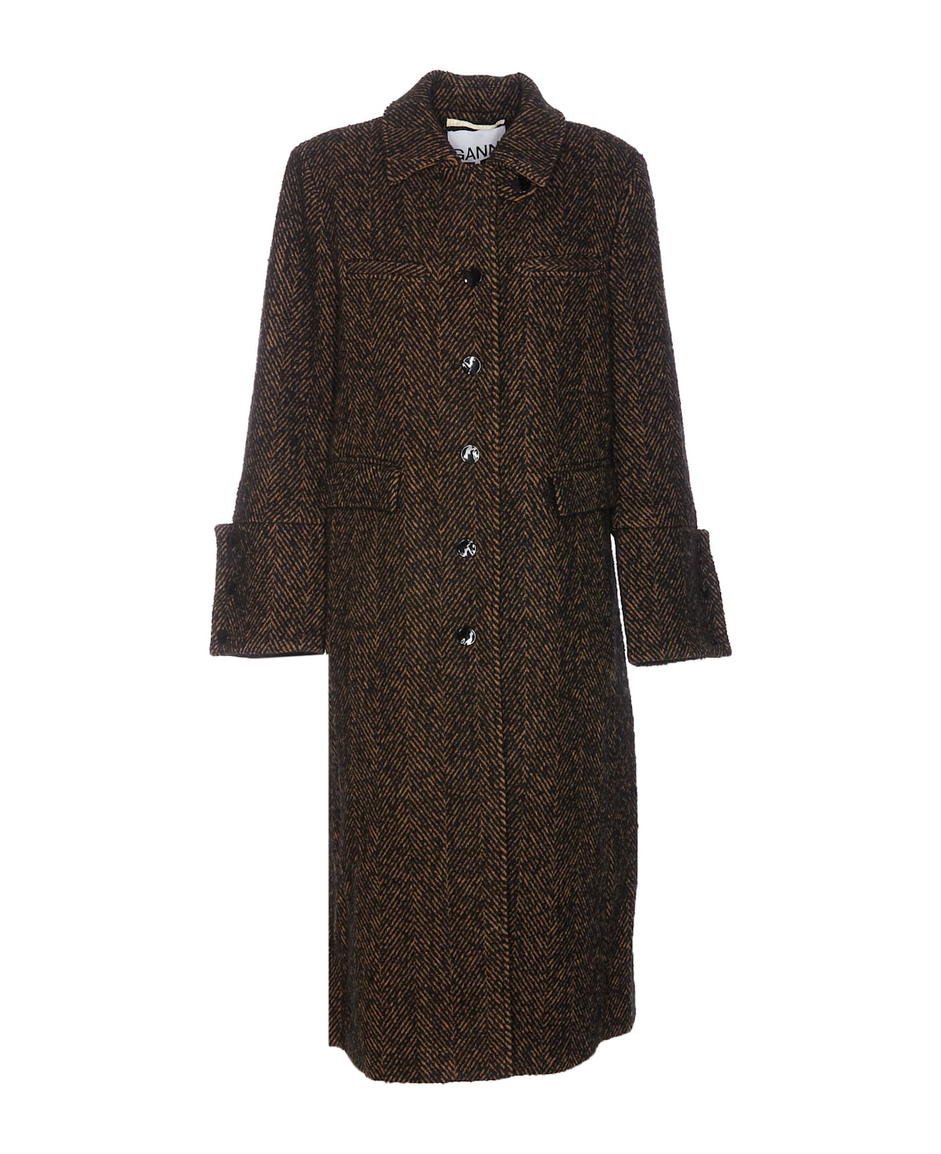 Ganni Herringbone Coat - MultiColour