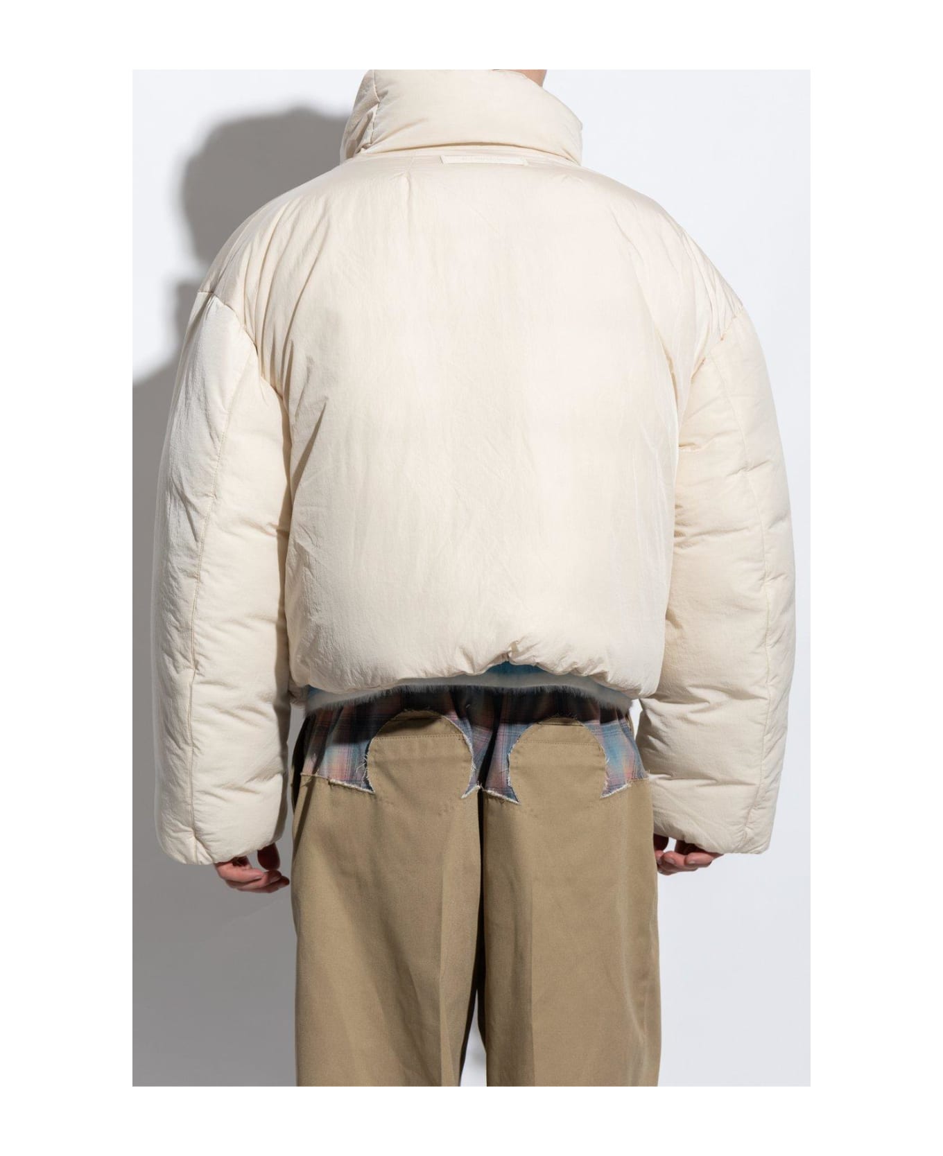 Jacquemus Asymmetric Buttoned Highneck Puffer Jacket - Off White