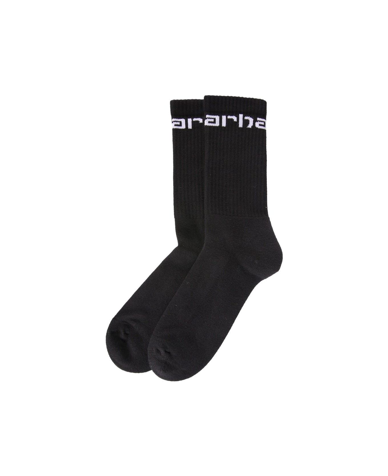 Carhartt Logo Intarsia Ribbed Socks - Nero/bianco