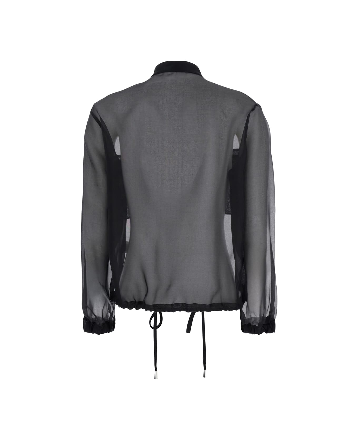 Antonelli 
zaffiro
 Black Jacket With Puffed Sleeves And Drawstring Waist In Silk Woman - Black