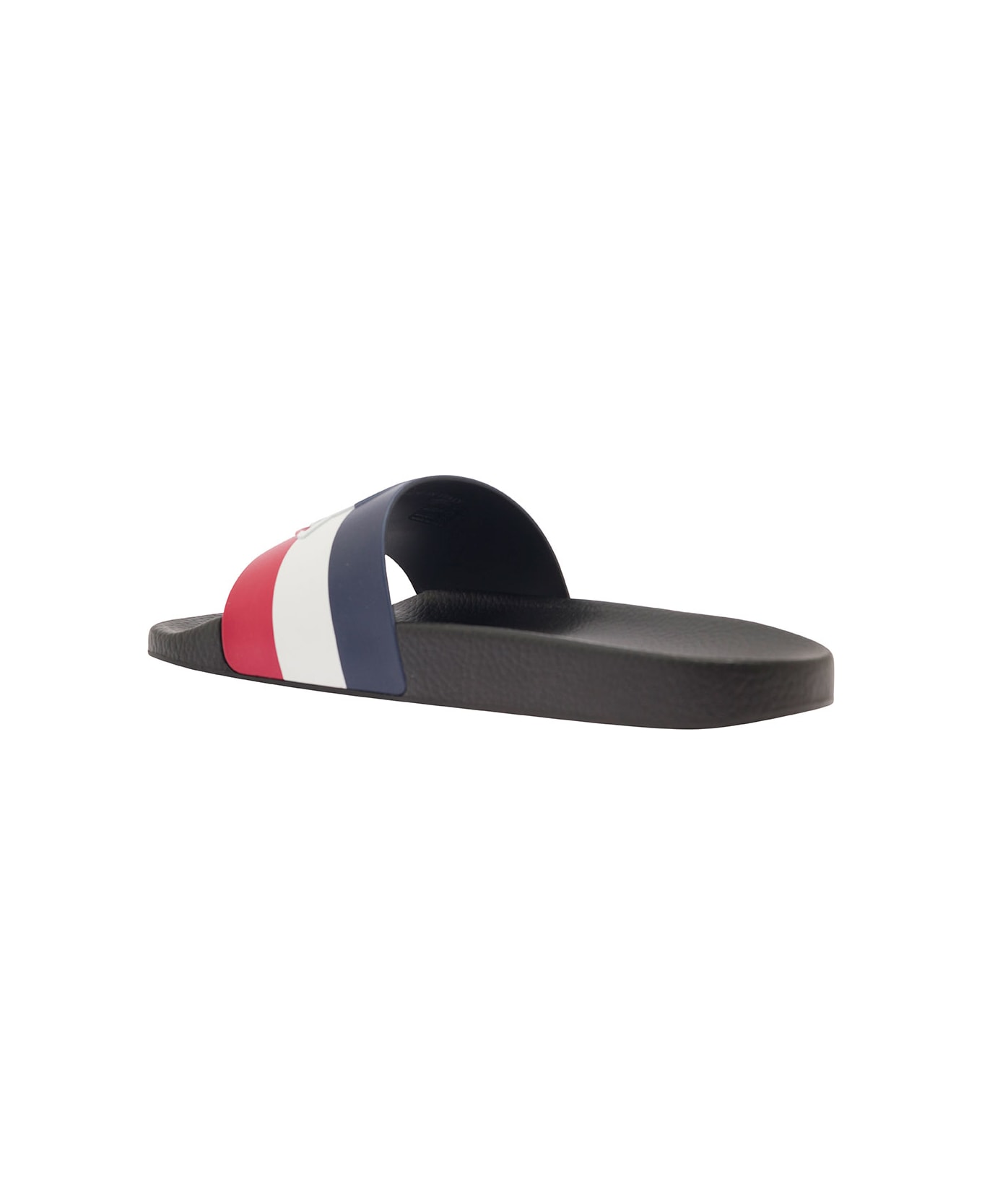 Moncler 'basile' Blue Slides With Tricolour Toe Strap In Rubber Man - Blu/rosso/bianco