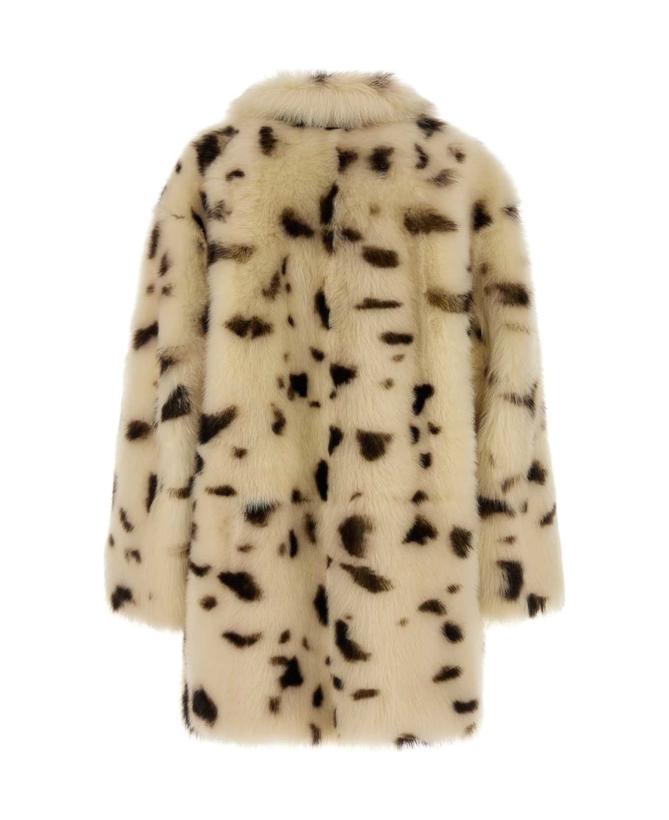 Prada Printed Fur Coat - AVORIO/NERO